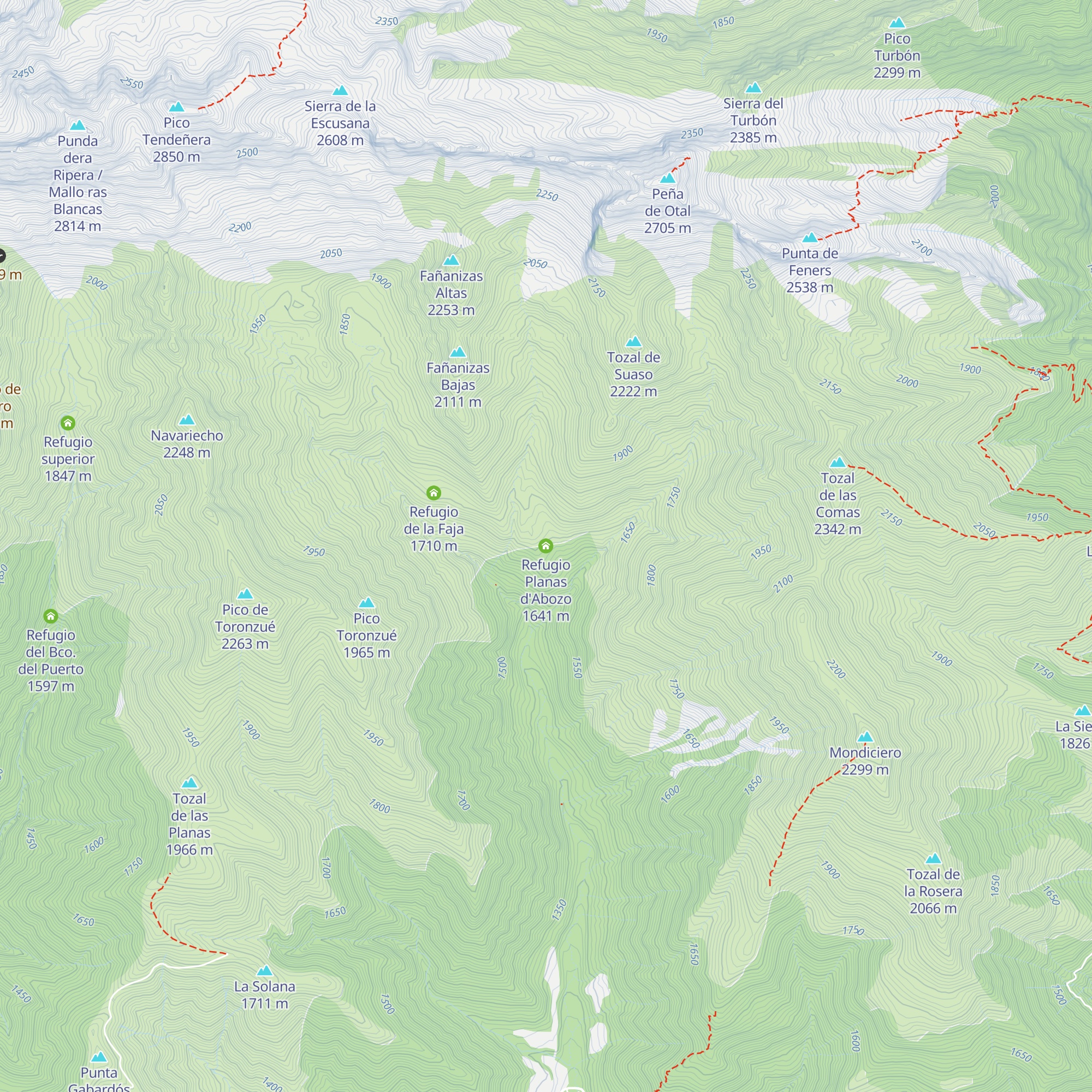 Refugio Planas d'Abozo map