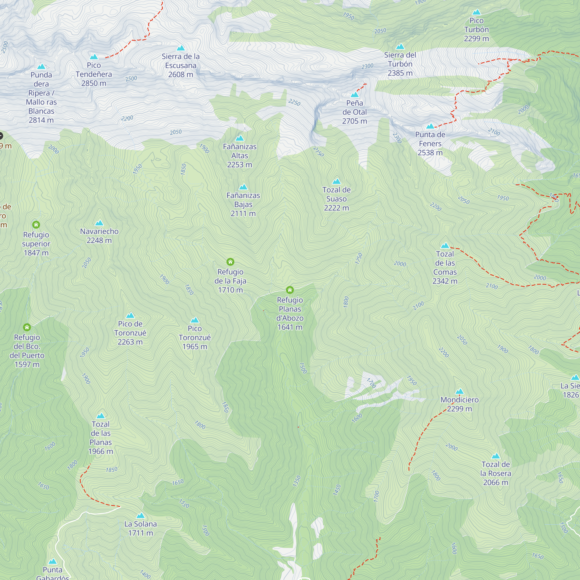 Refugio Planas d'Abozo map