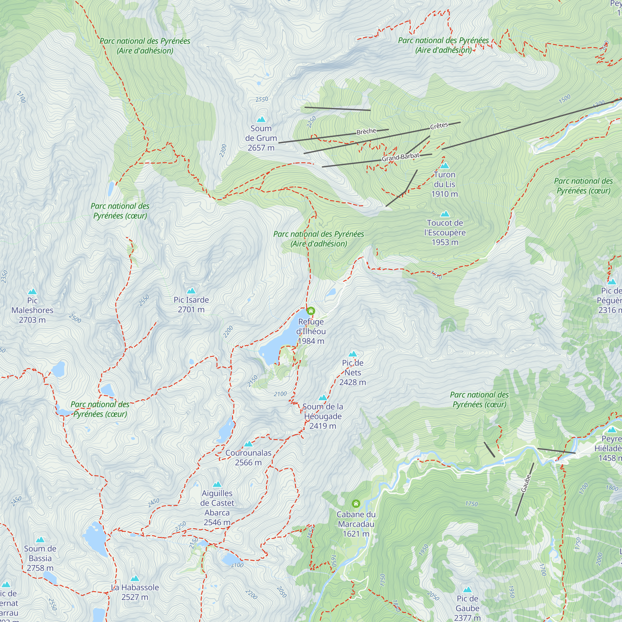 Refuge d'Ilhéou map