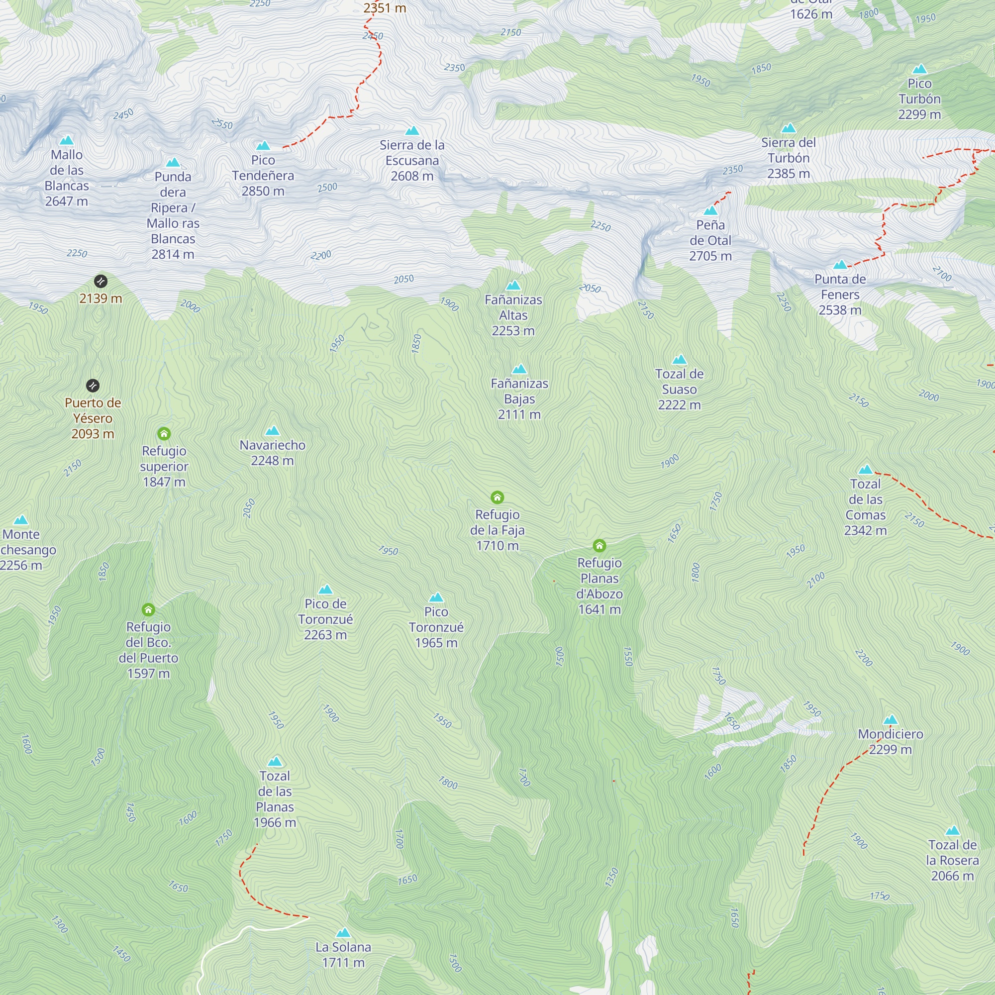 Refugio de la Faja map