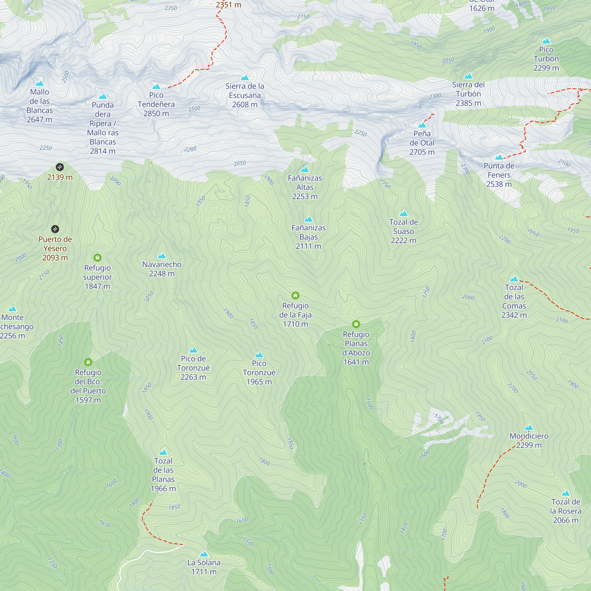 Refugio de la Faja map
