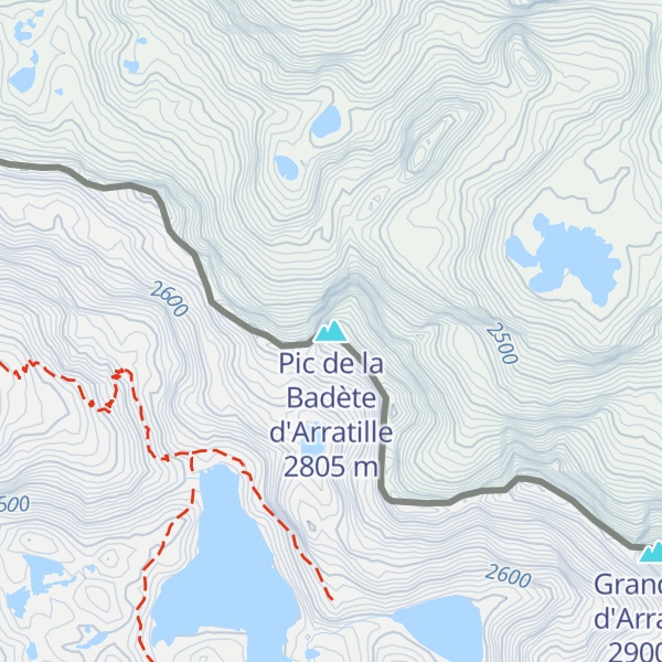 Map of Pic de la Badète d'Arratille