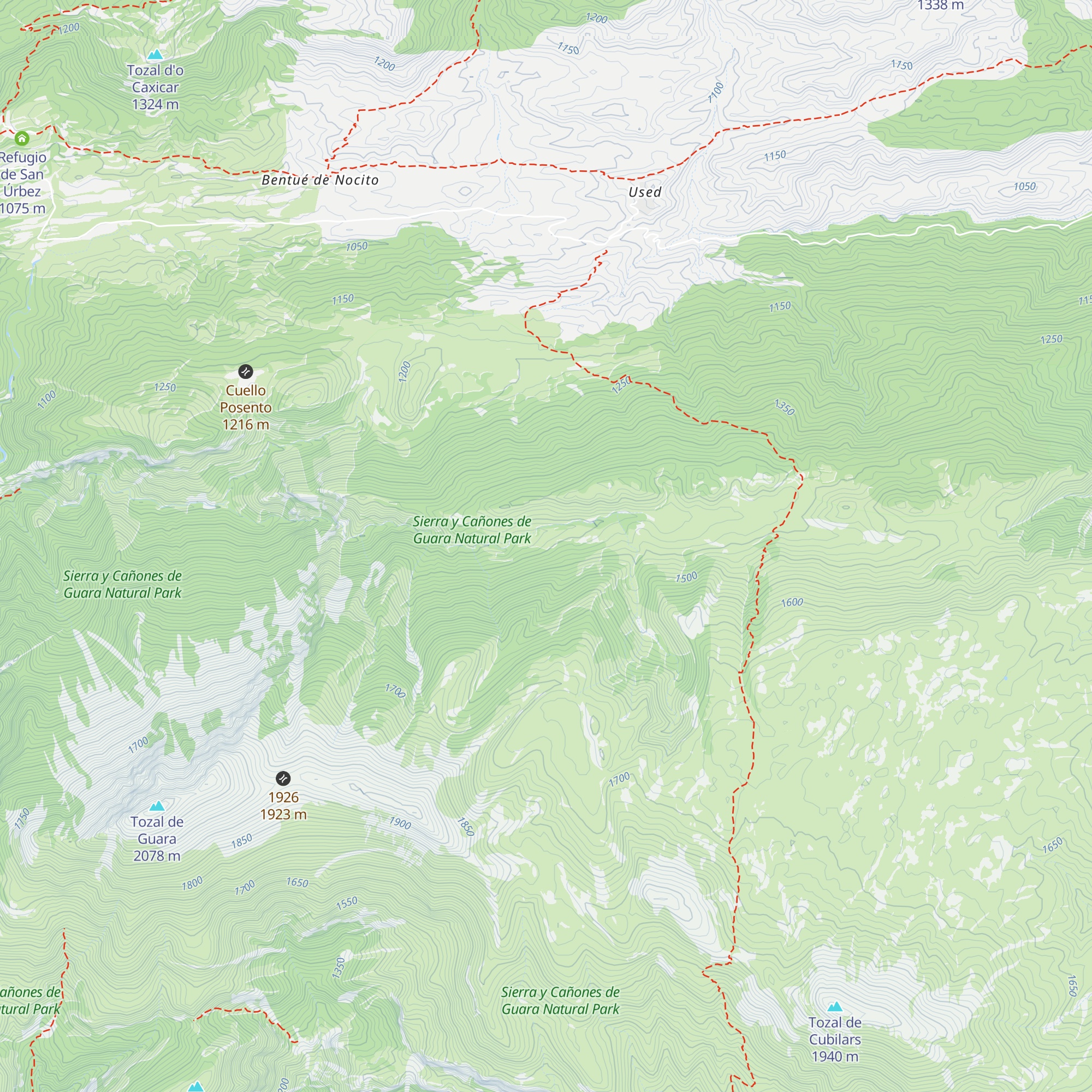 Refugio de los Fenales map