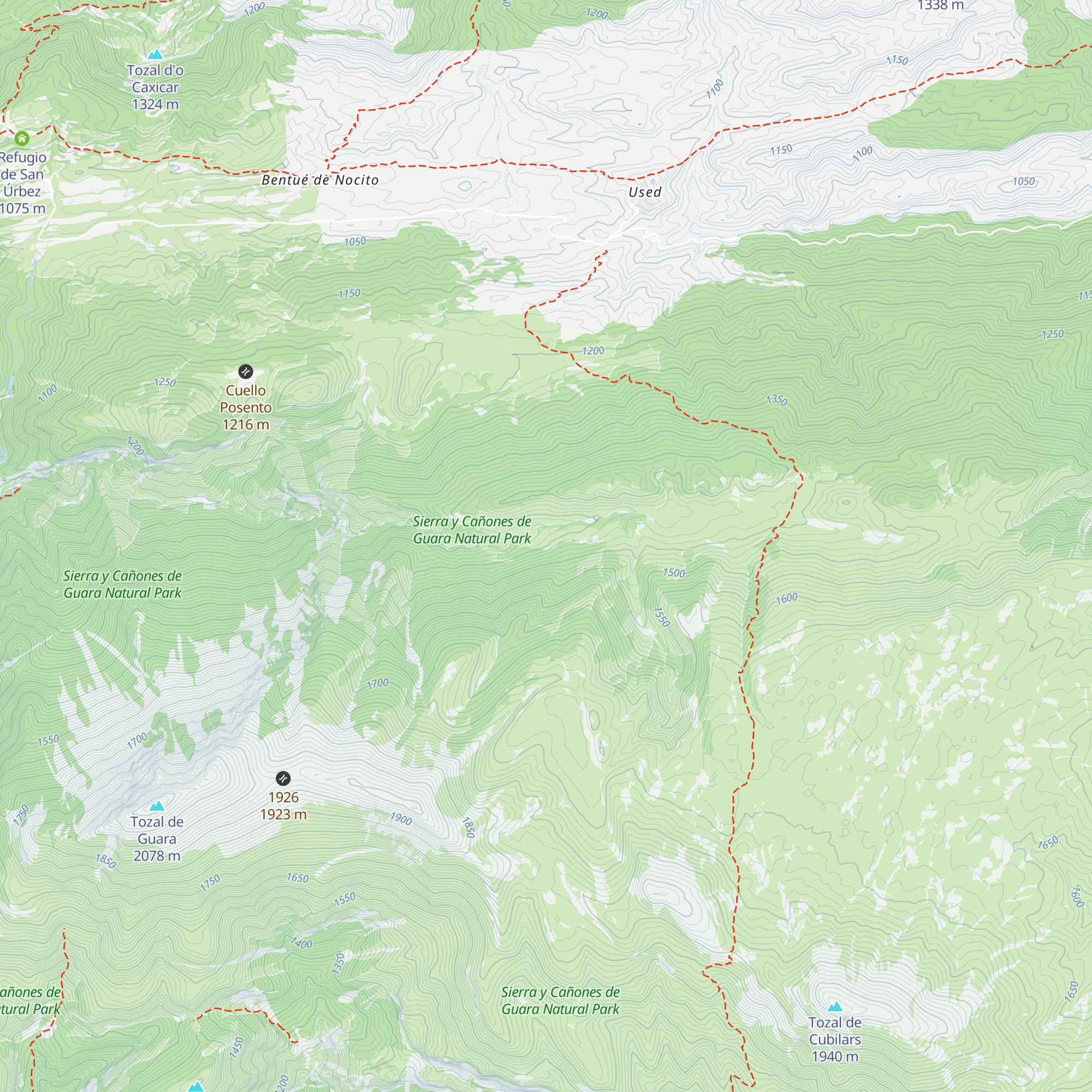 Refugio de los Fenales map