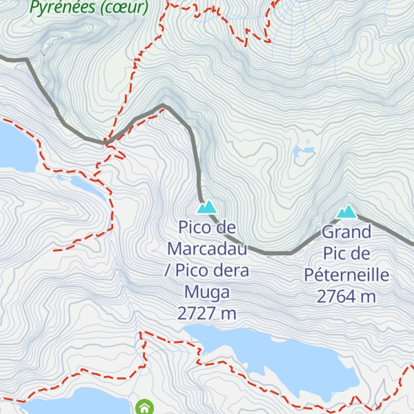 Map of Pico de Marcadau / Pico dera Muga