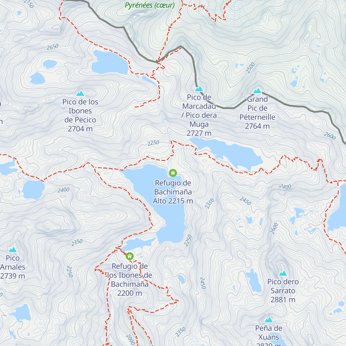 Refugio de Bachimaña Alto map