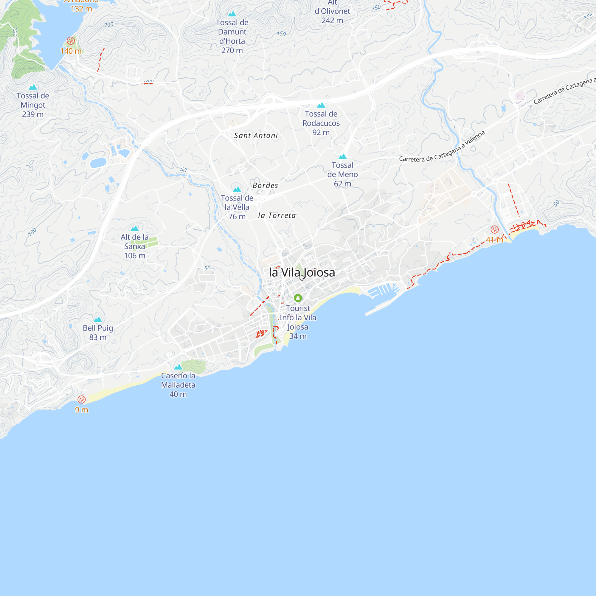 Tourist Info la Vila Joiosa map