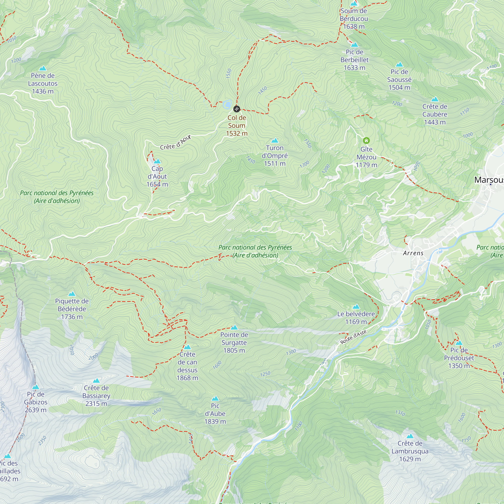 Refuge Gabizos map