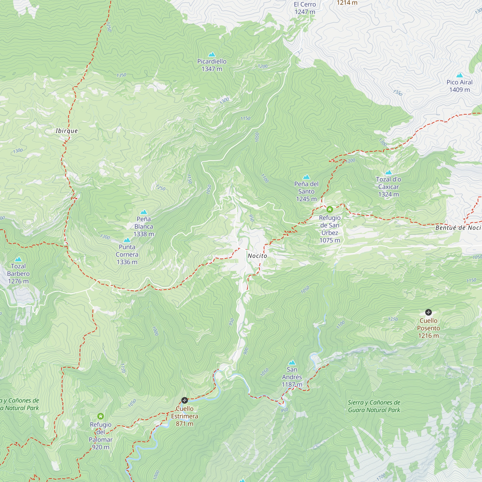Refugio Peña Guara map