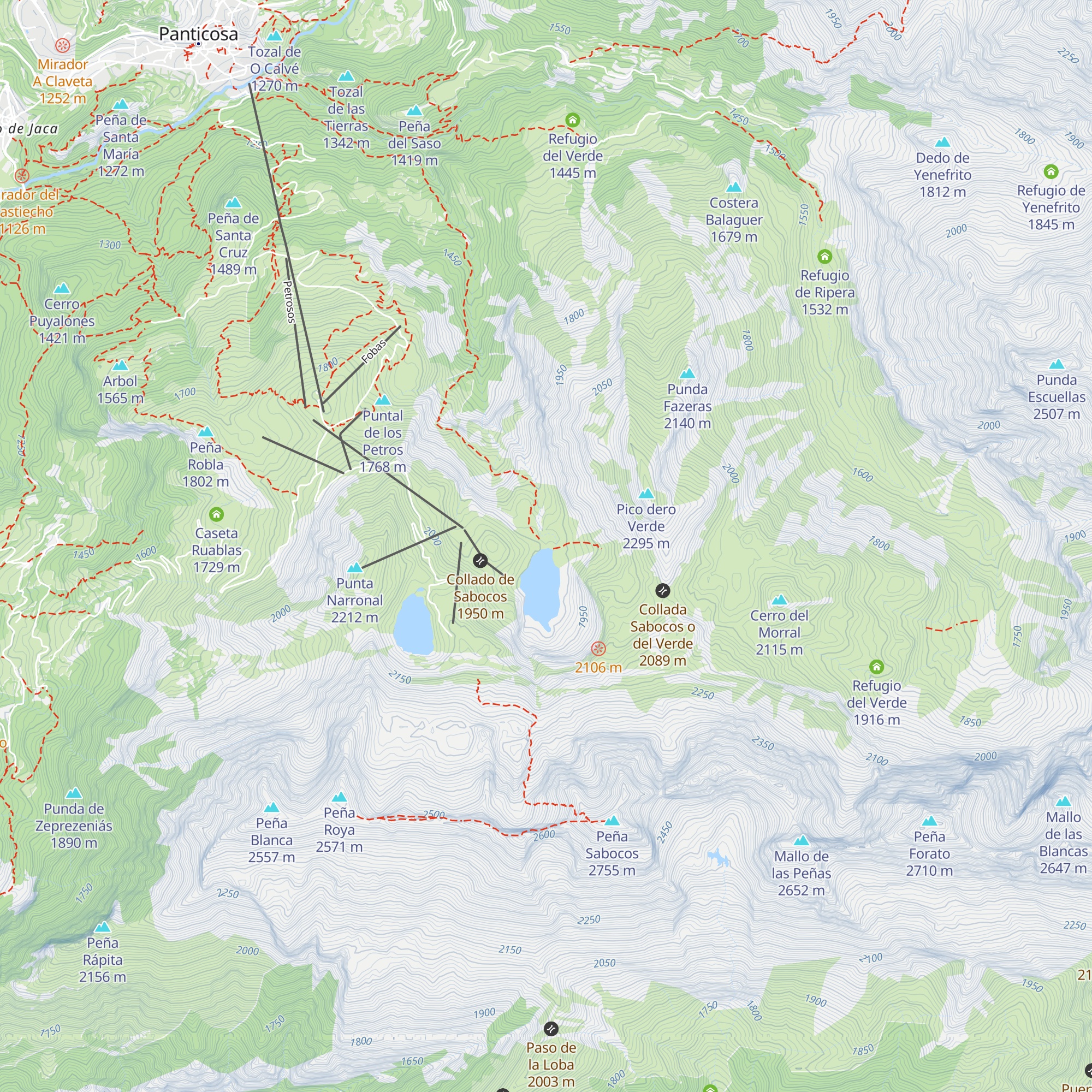 Refugio de Sabocos map