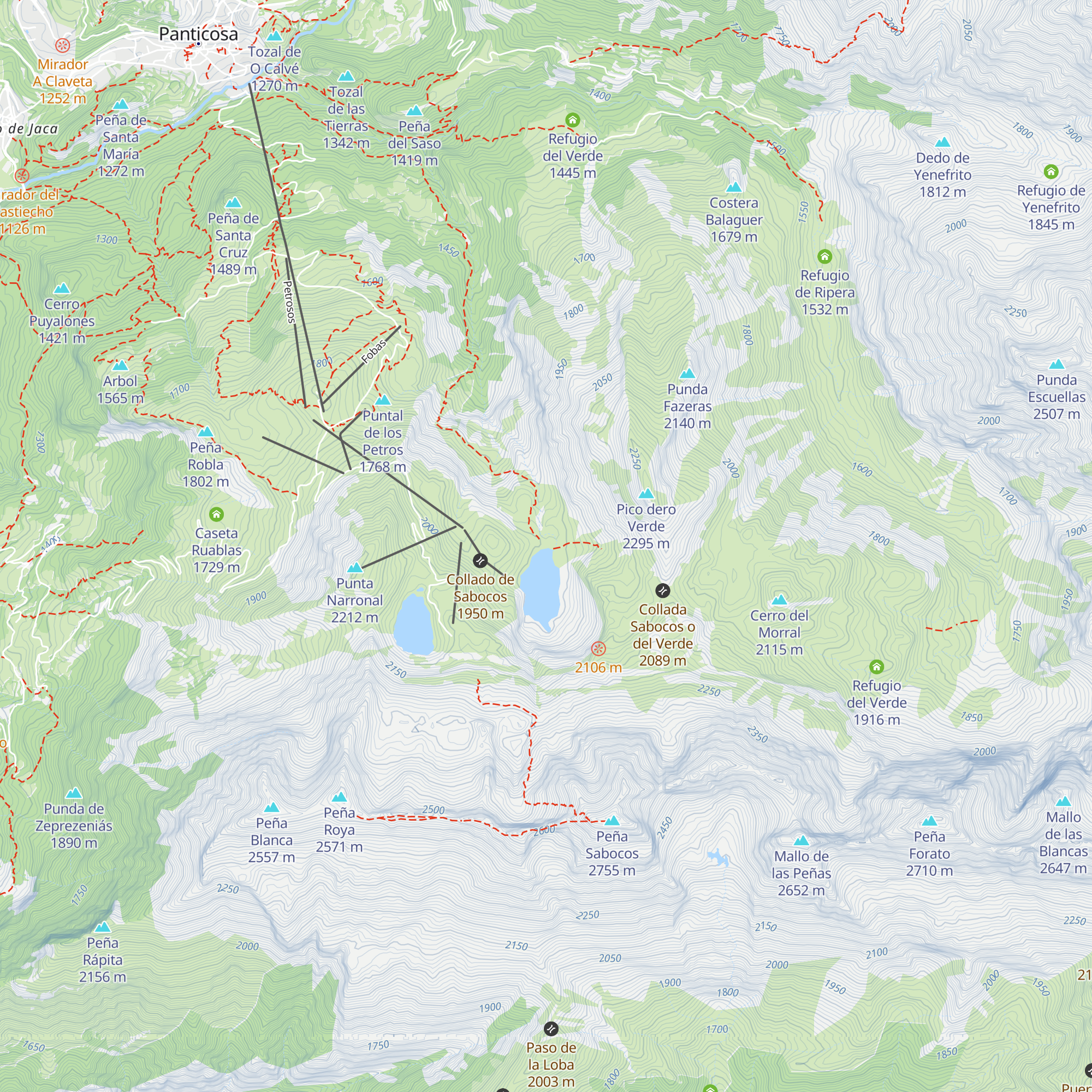 Refugio de Sabocos map
