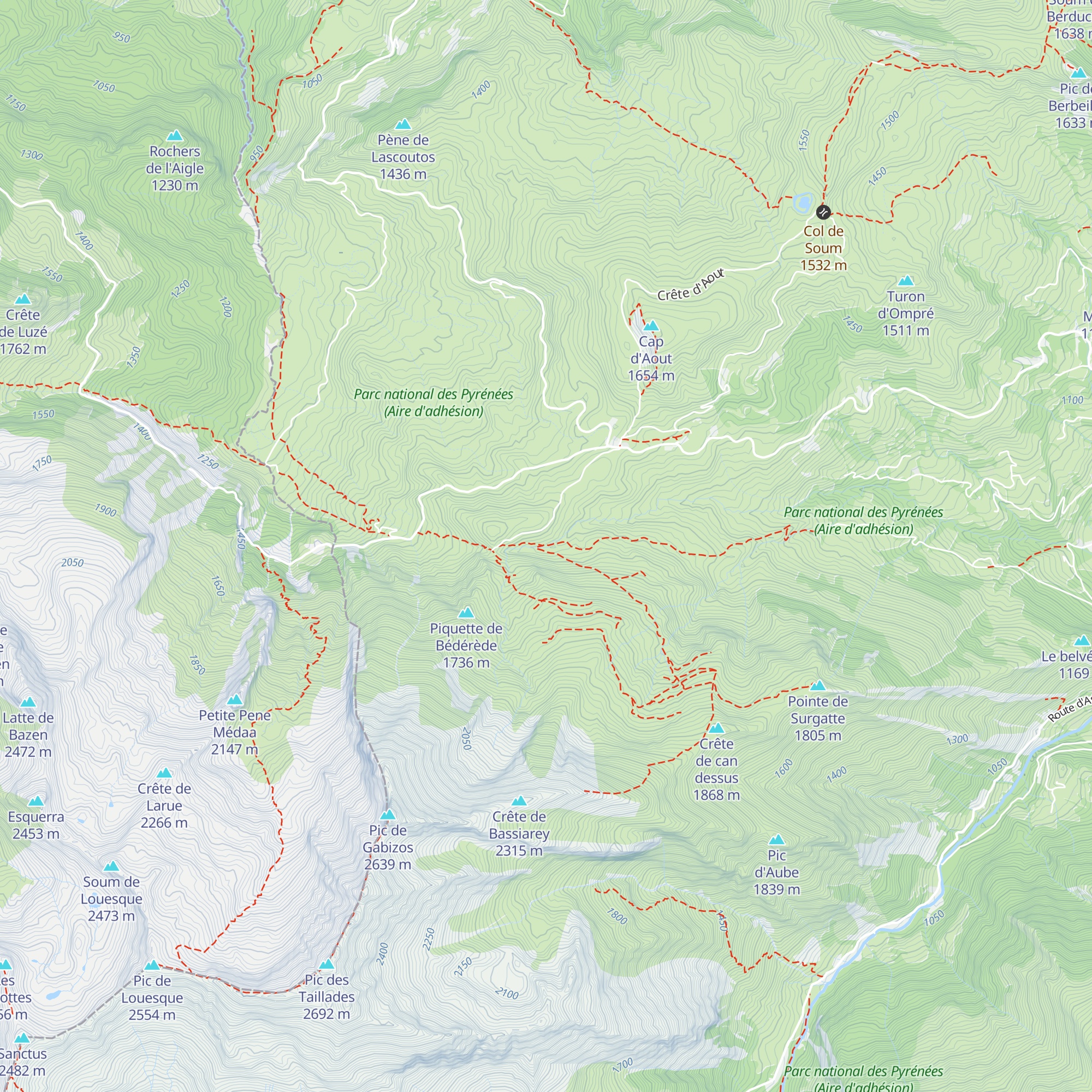 Cabane de Saucede / Clot du Laun map