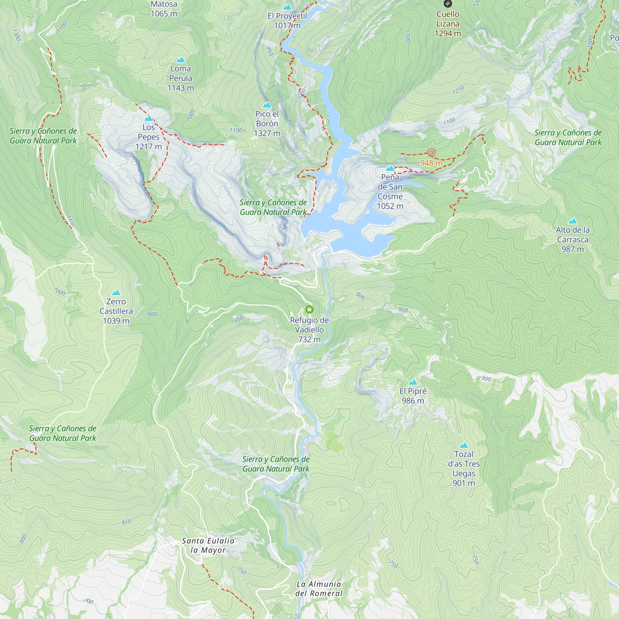 Refugio de Vadiello map