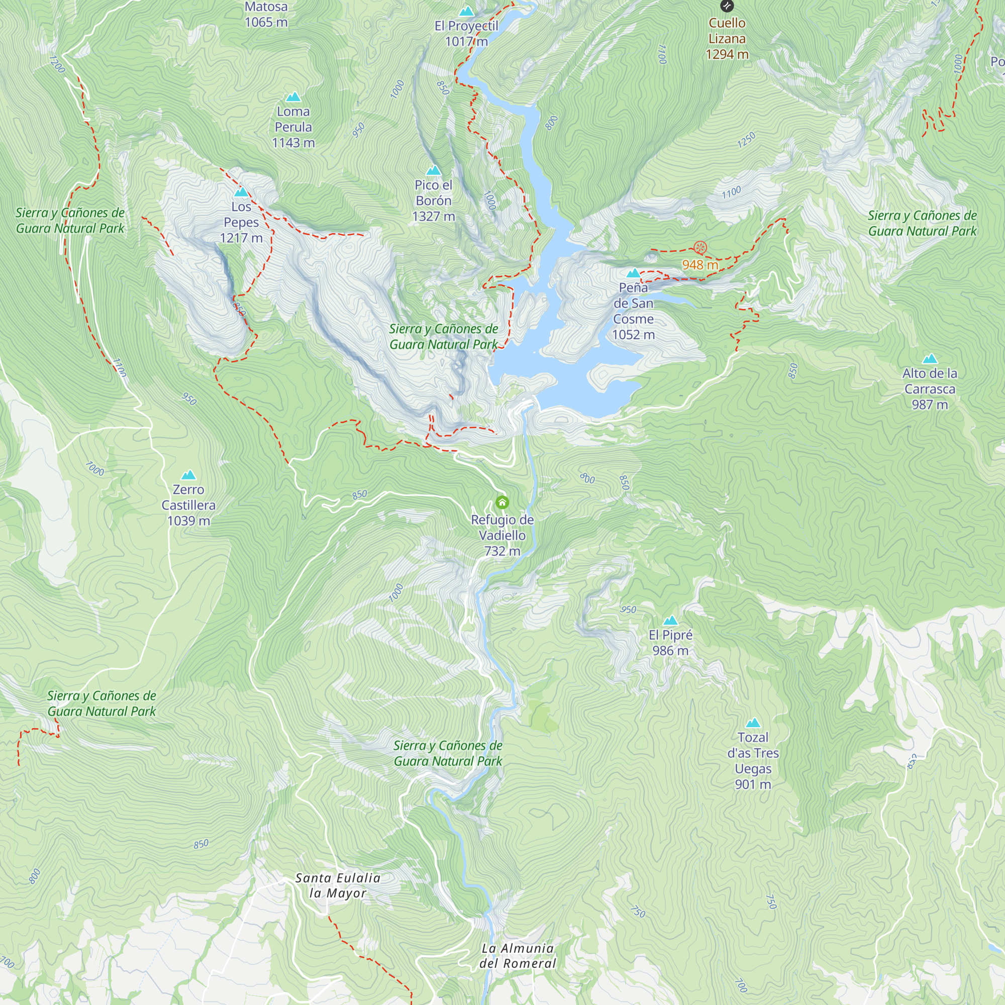 Refugio de Vadiello map