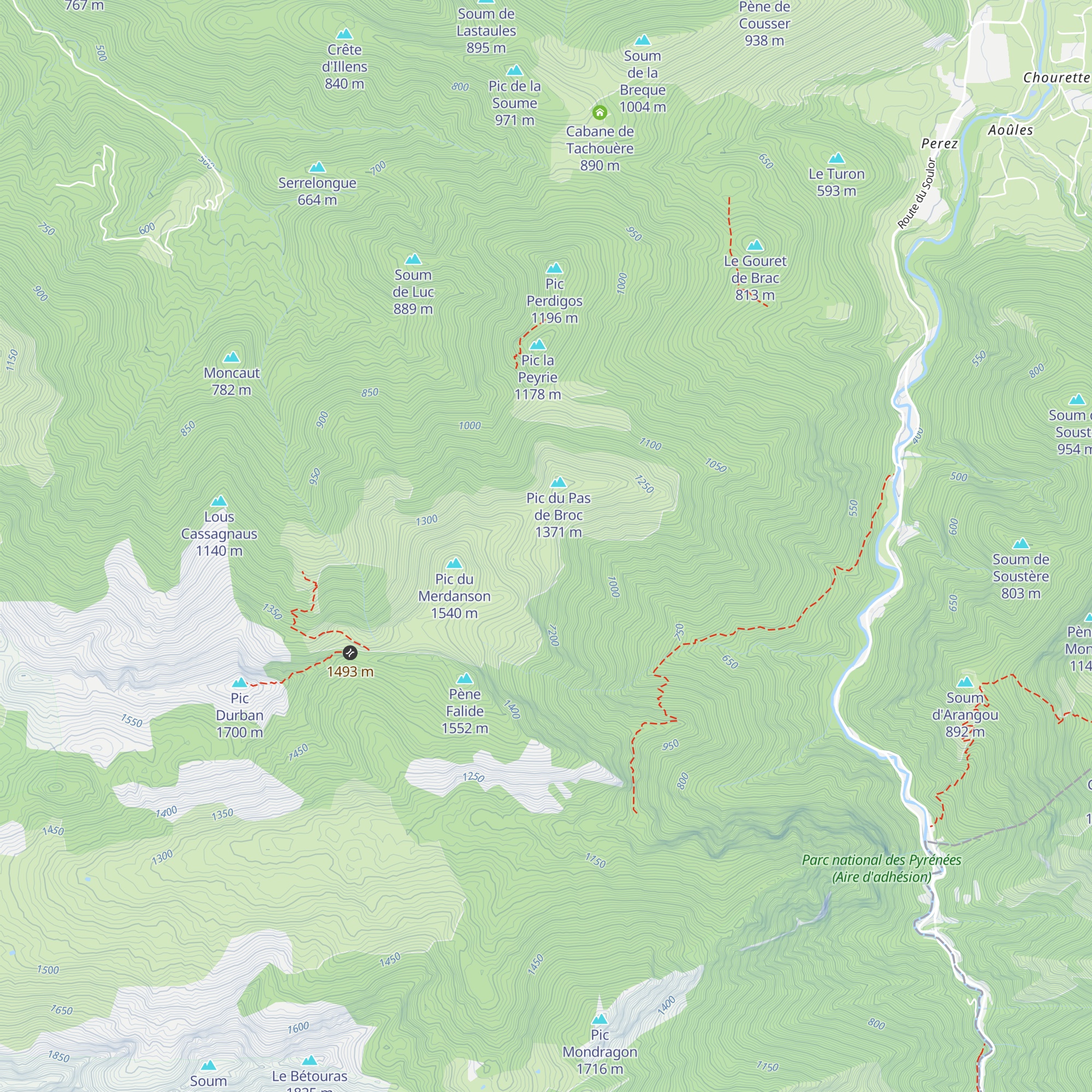 Cabane Louscuts map