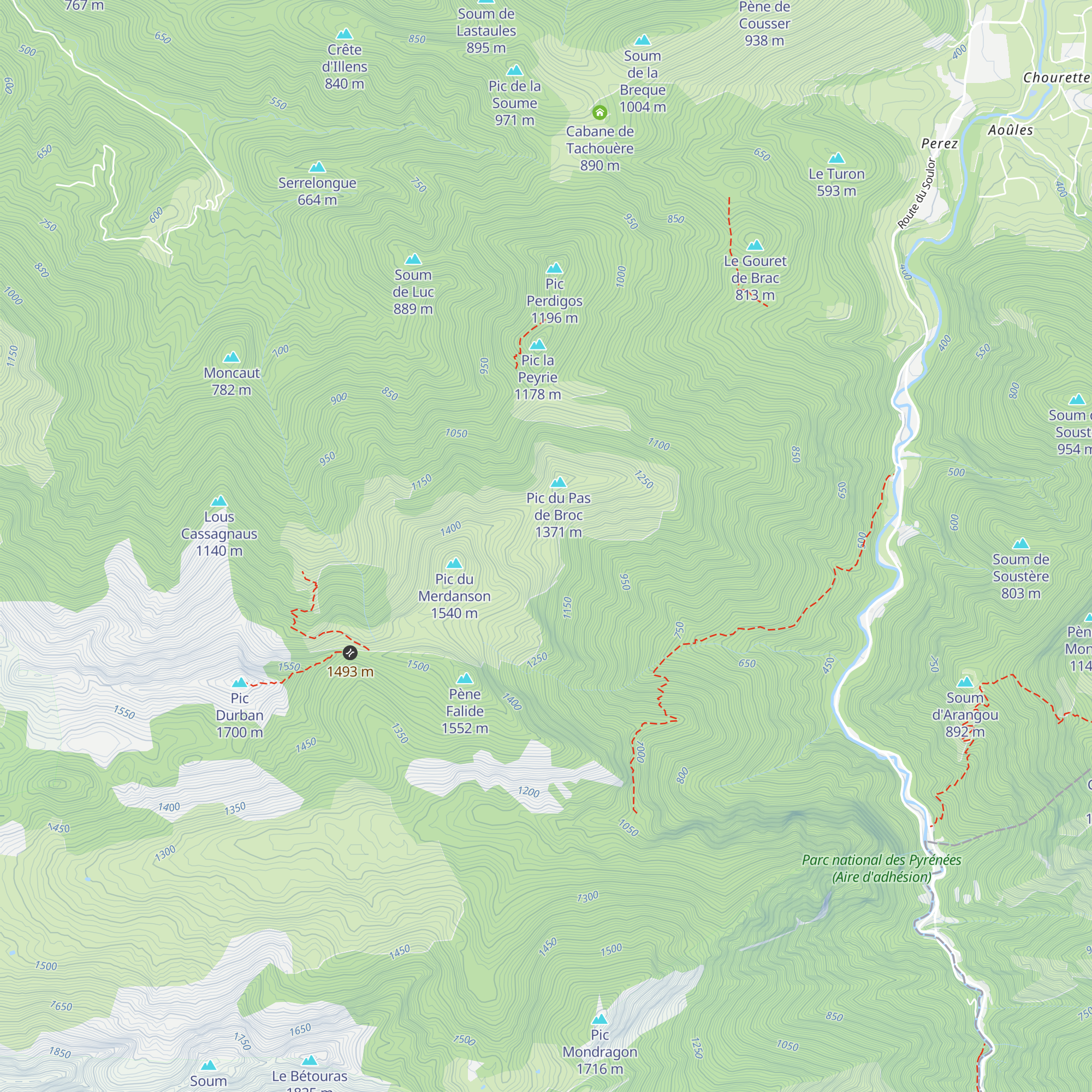 Cabane Louscuts map