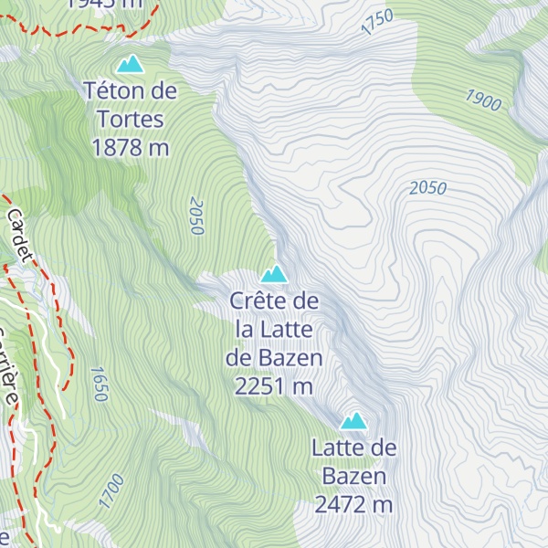 Map of Crête de la Latte de Bazen