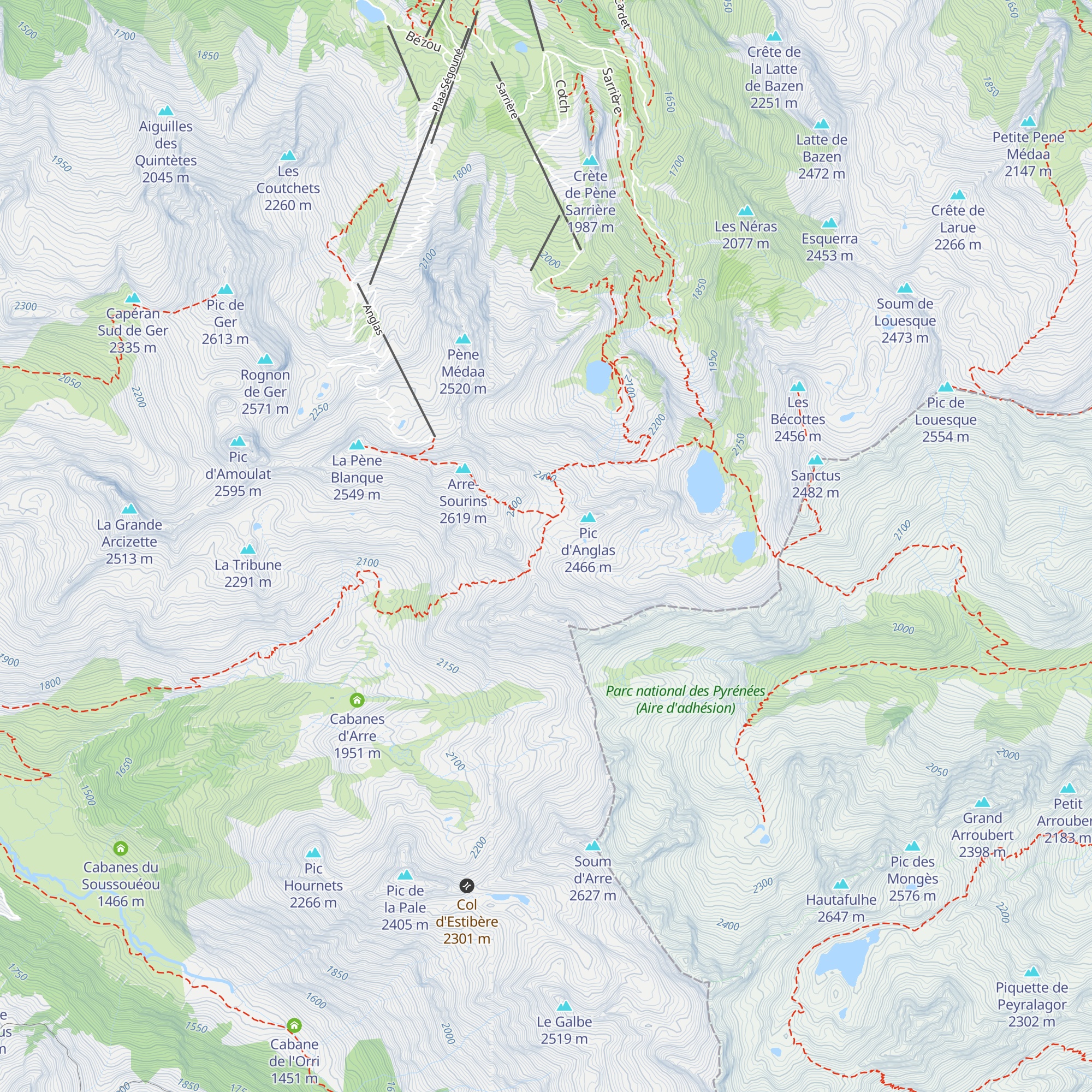 Cabane d'Arre map