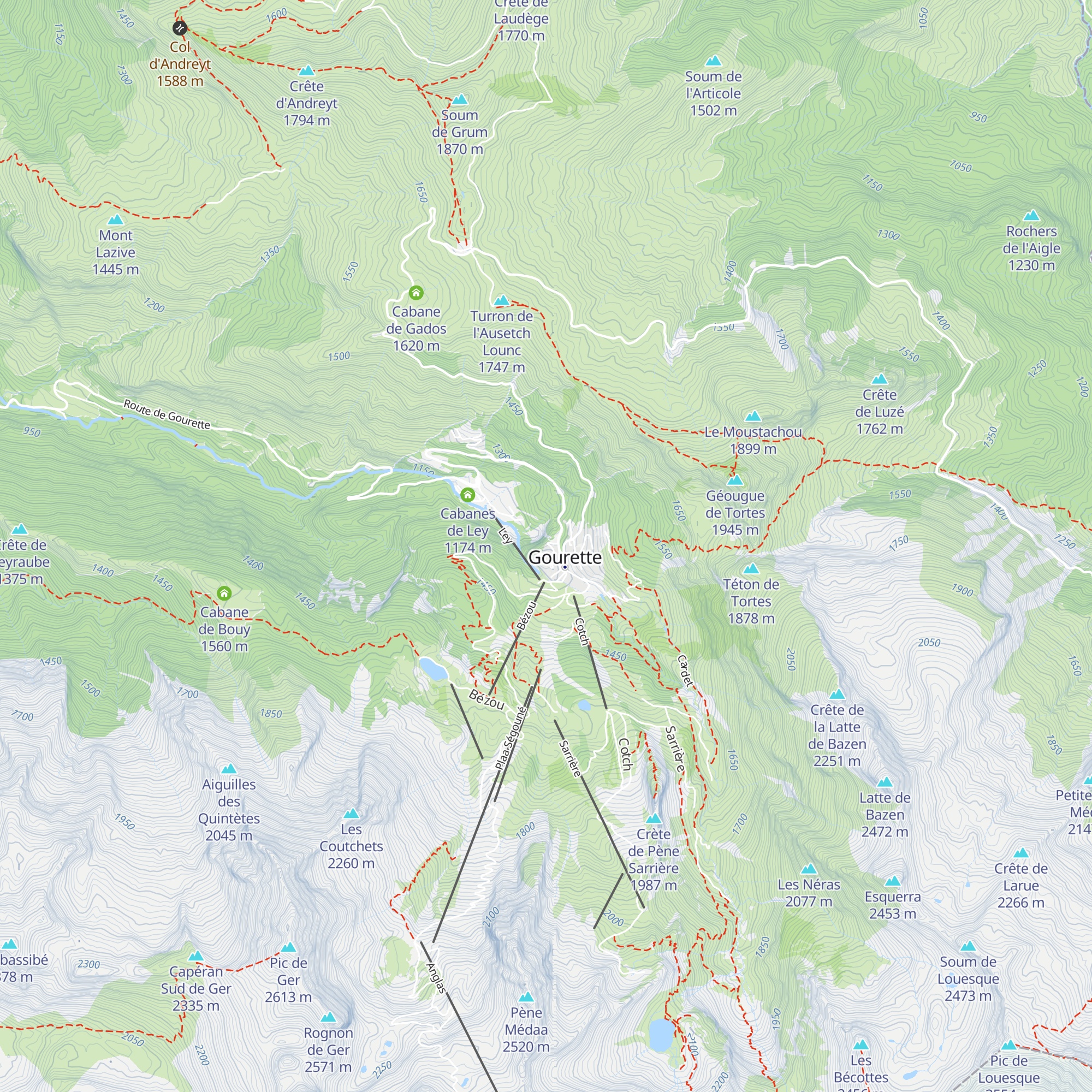 Chalet-Refuge CAF de Gourette map