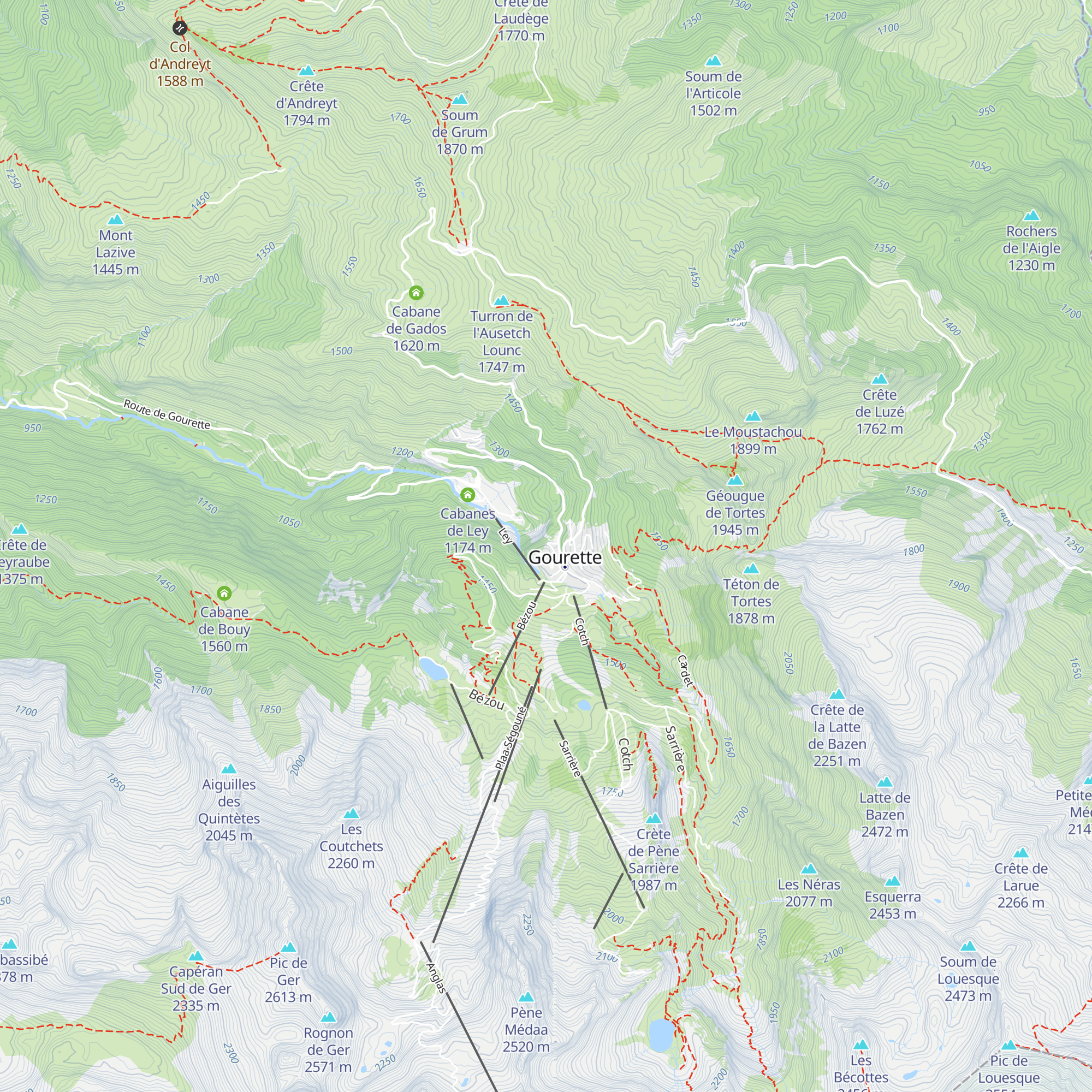 Chalet-Refuge CAF de Gourette map