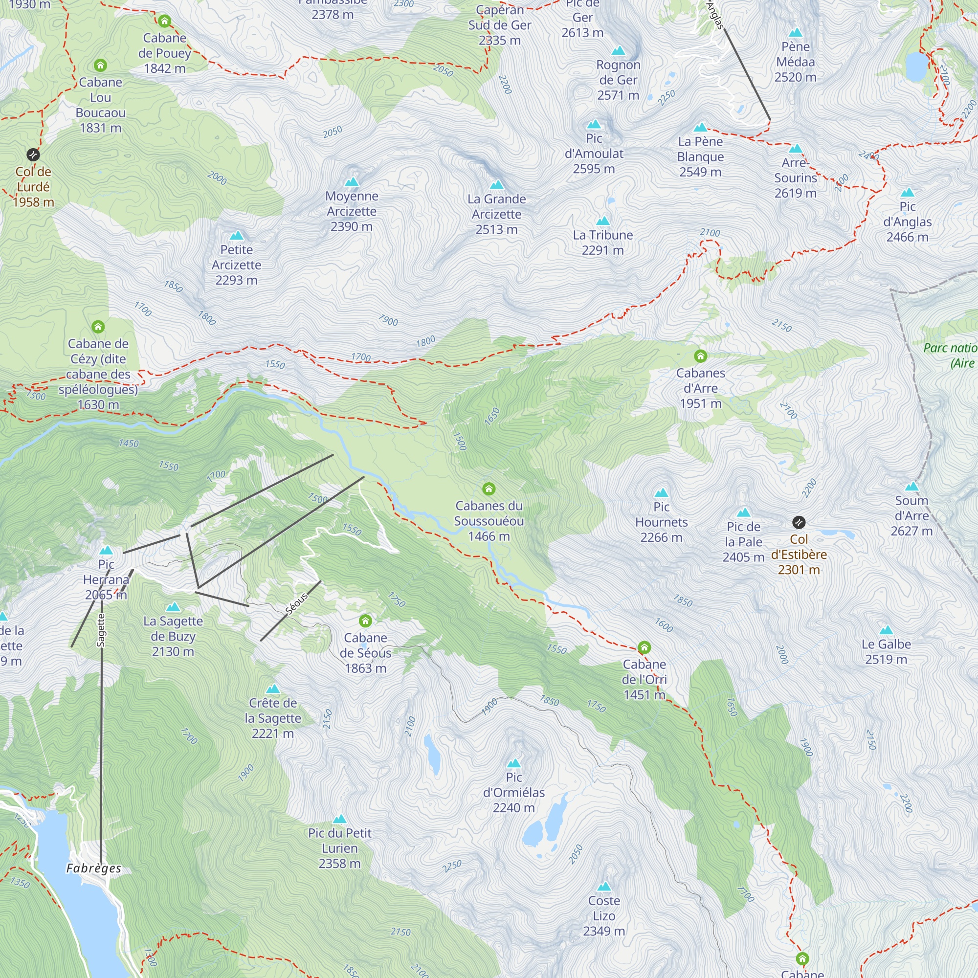 Cabanes du Soussouéou map