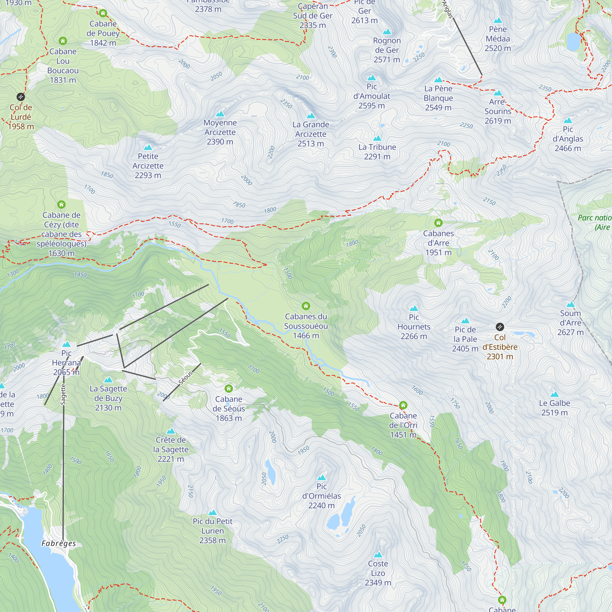 Cabanes du Soussouéou map