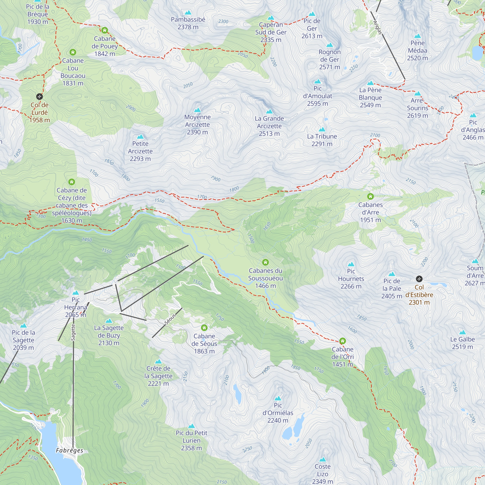 Cabanes du Soussouéou map
