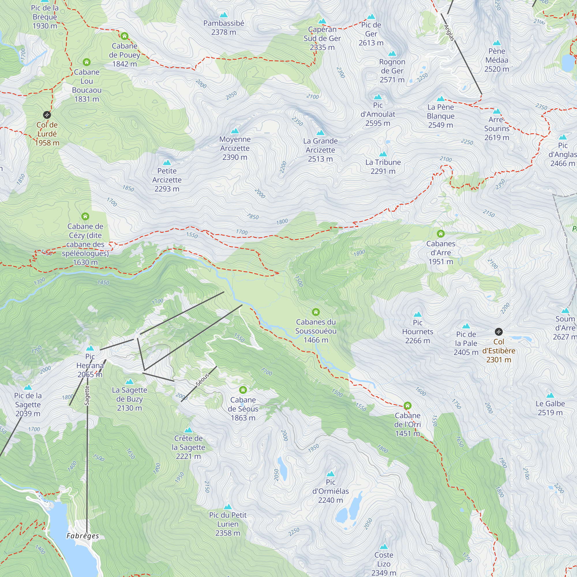 Cabanes du Soussouéou map
