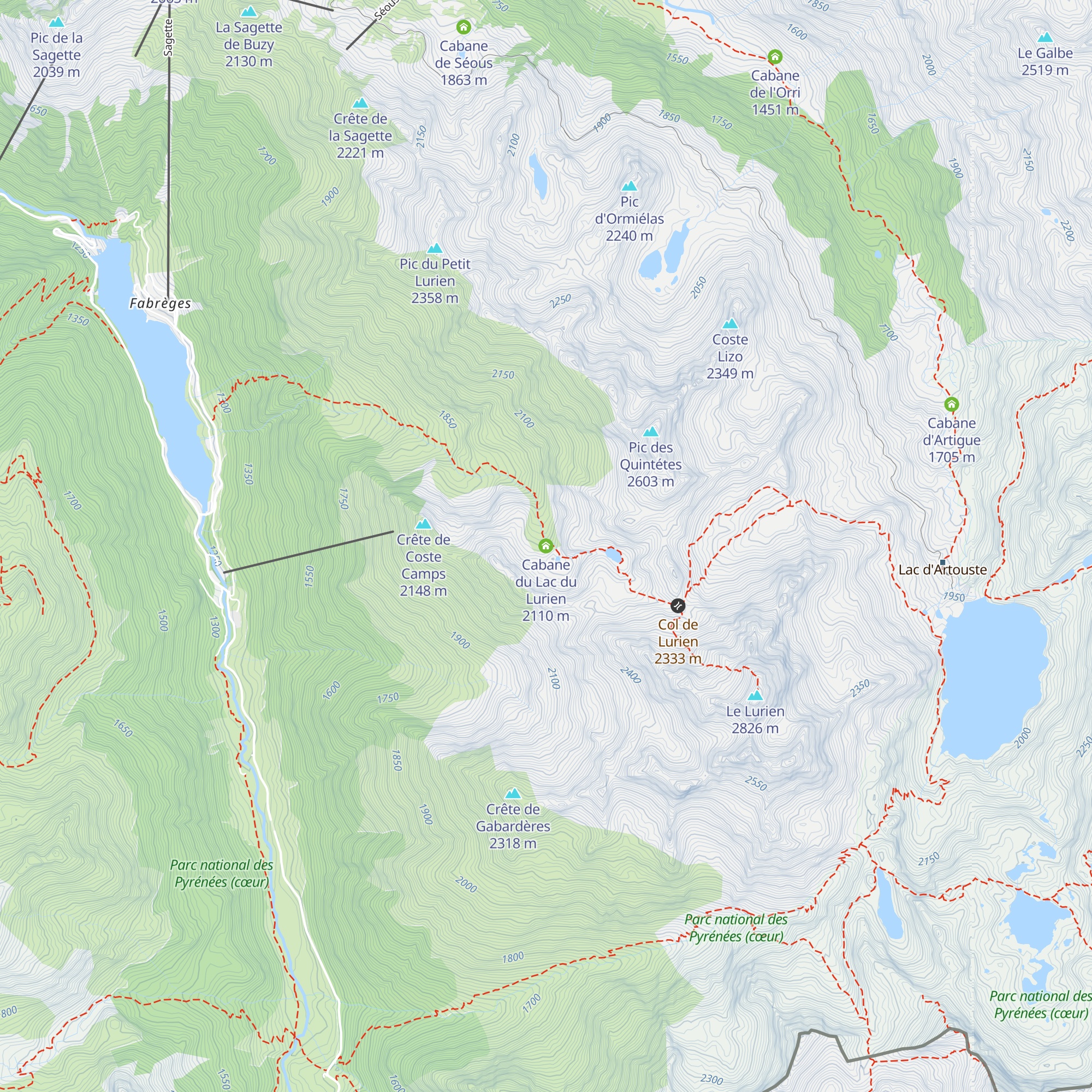Cabane du Lac du Lurien map