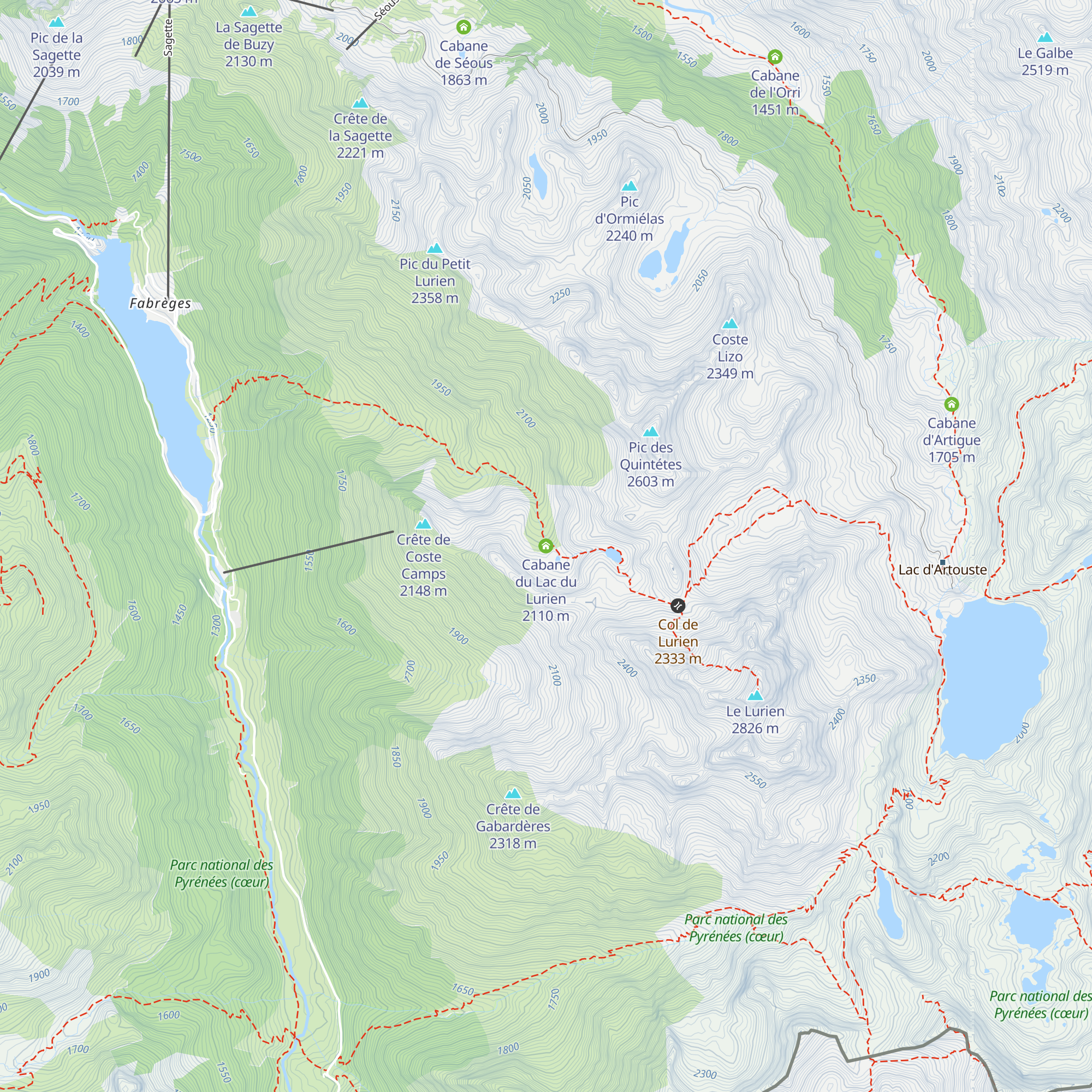 Cabane du Lac du Lurien map