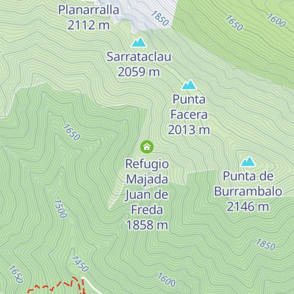 Map of Refugio Majada Juan de Freda