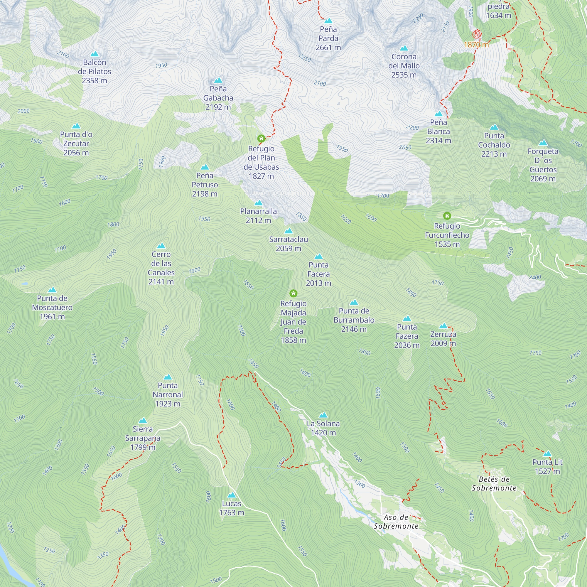 Refugio Majada Juan de Freda map