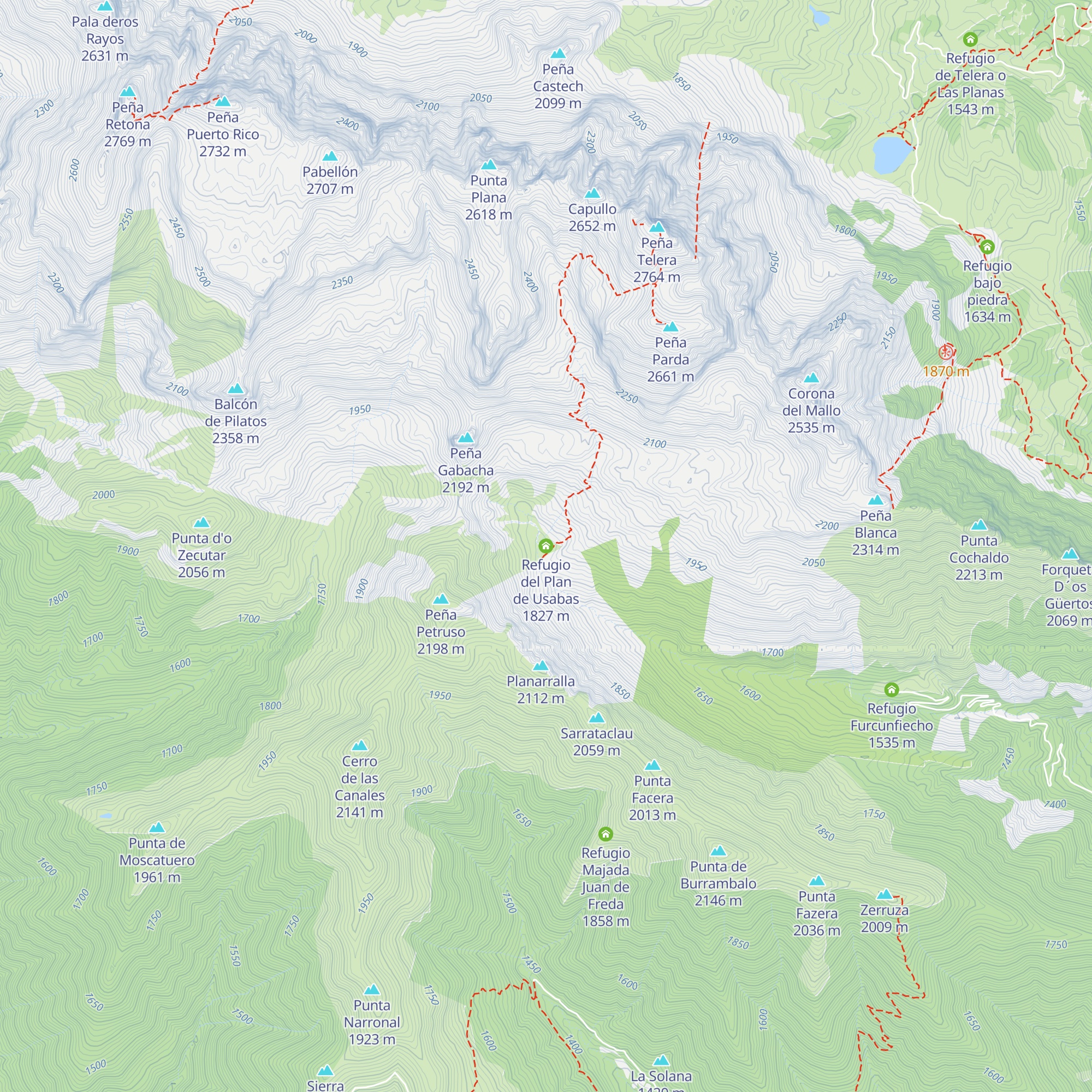 Refugio del Plan de Usabas map