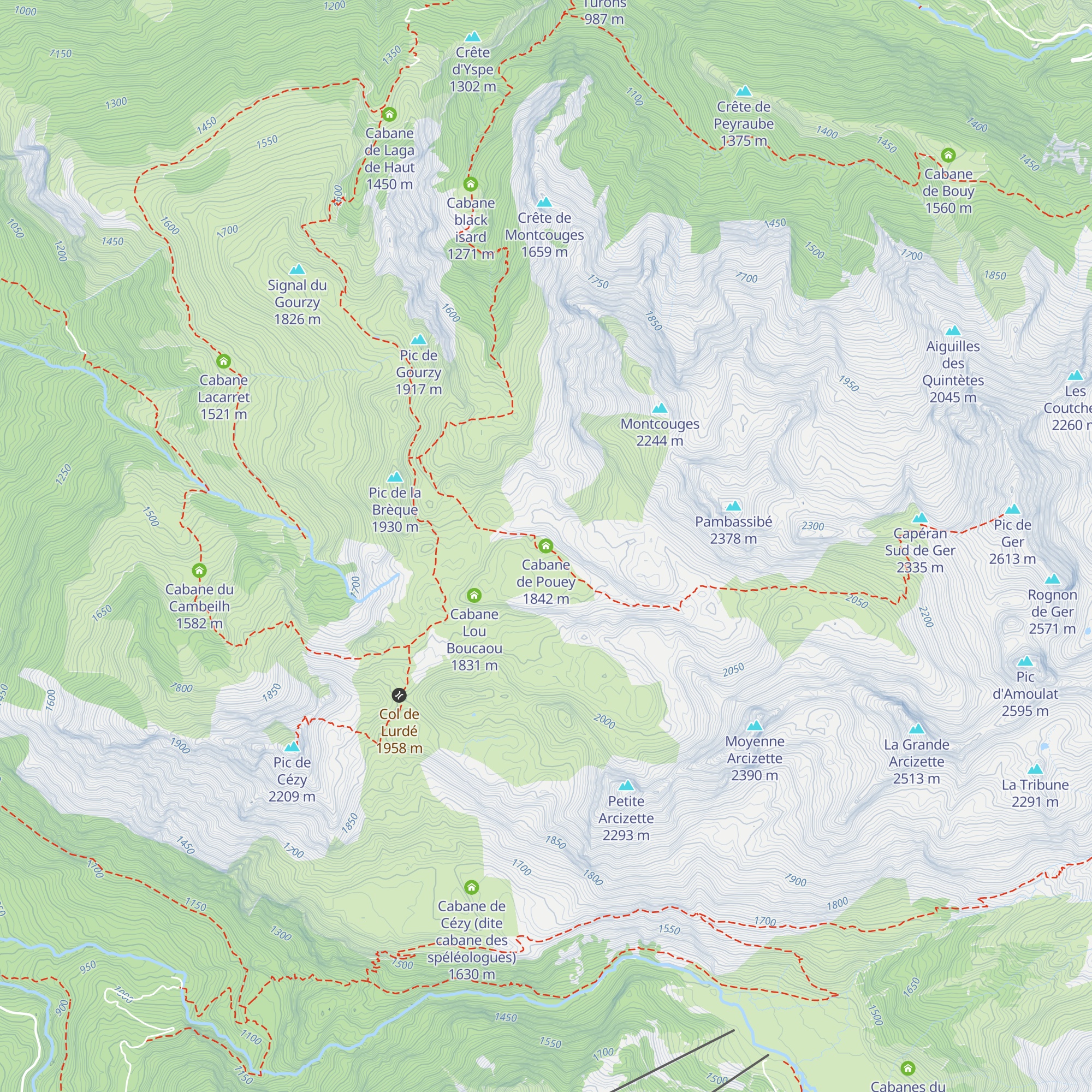 Cabane de Pouey map