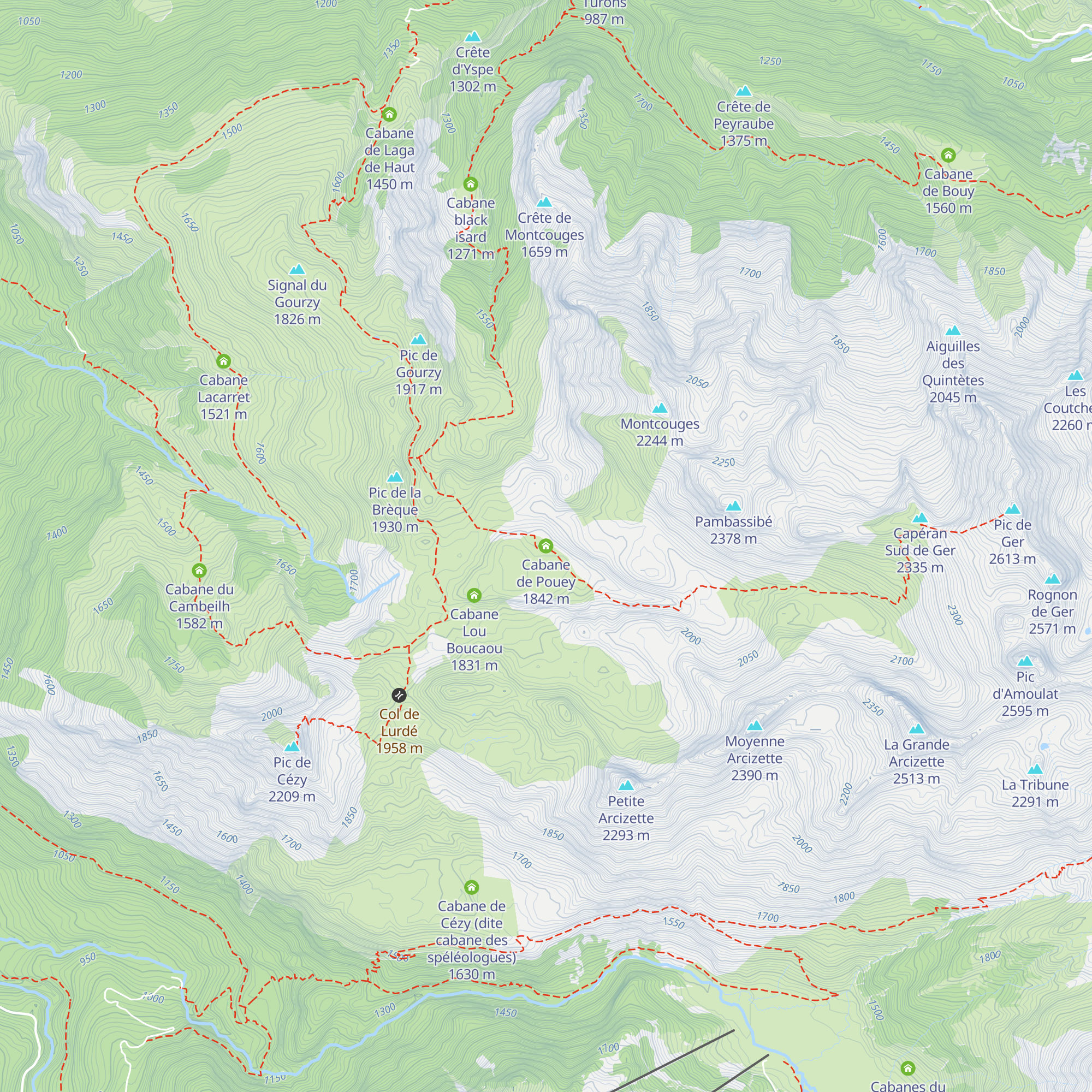 Cabane de Pouey map