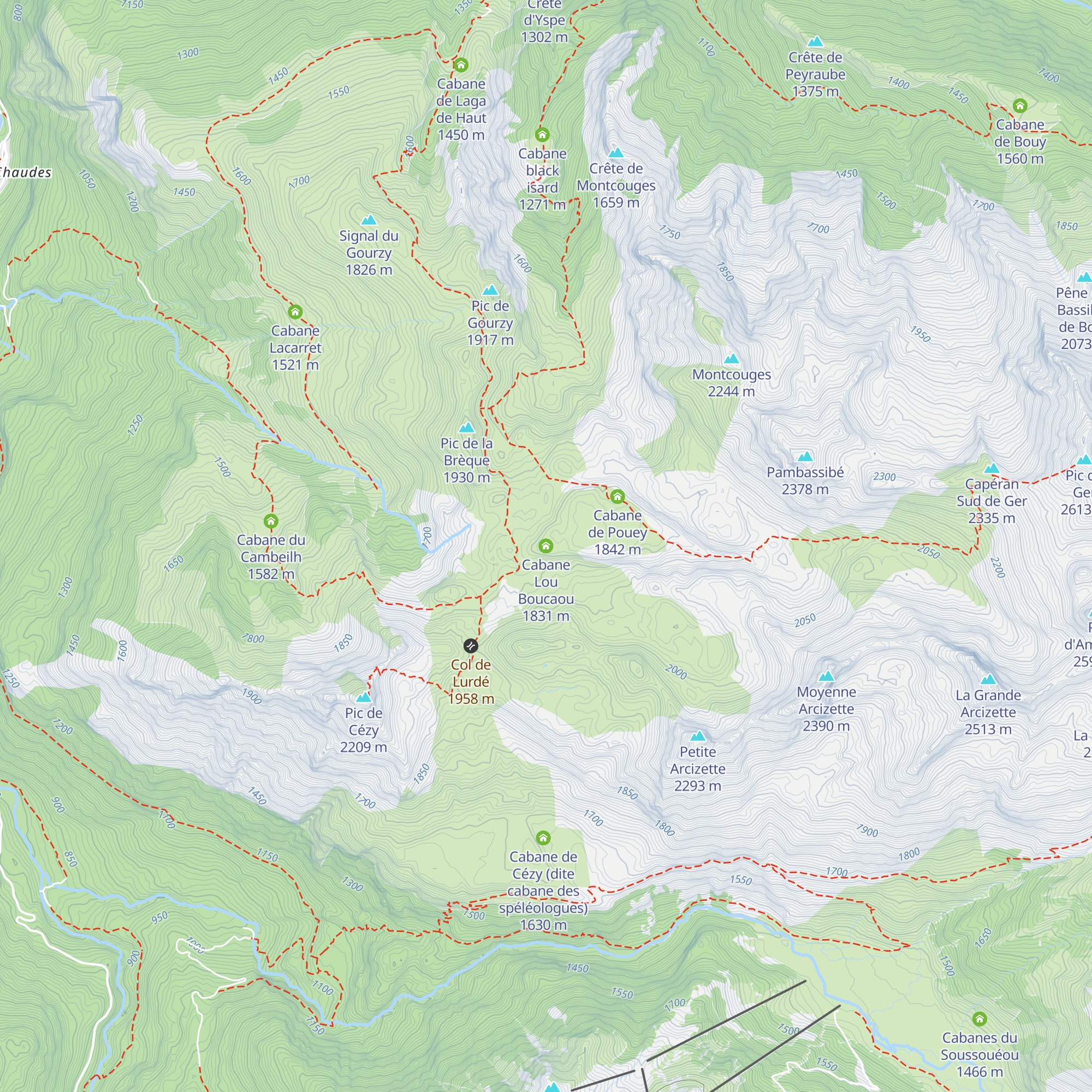 Cabane Lou Boucaou map