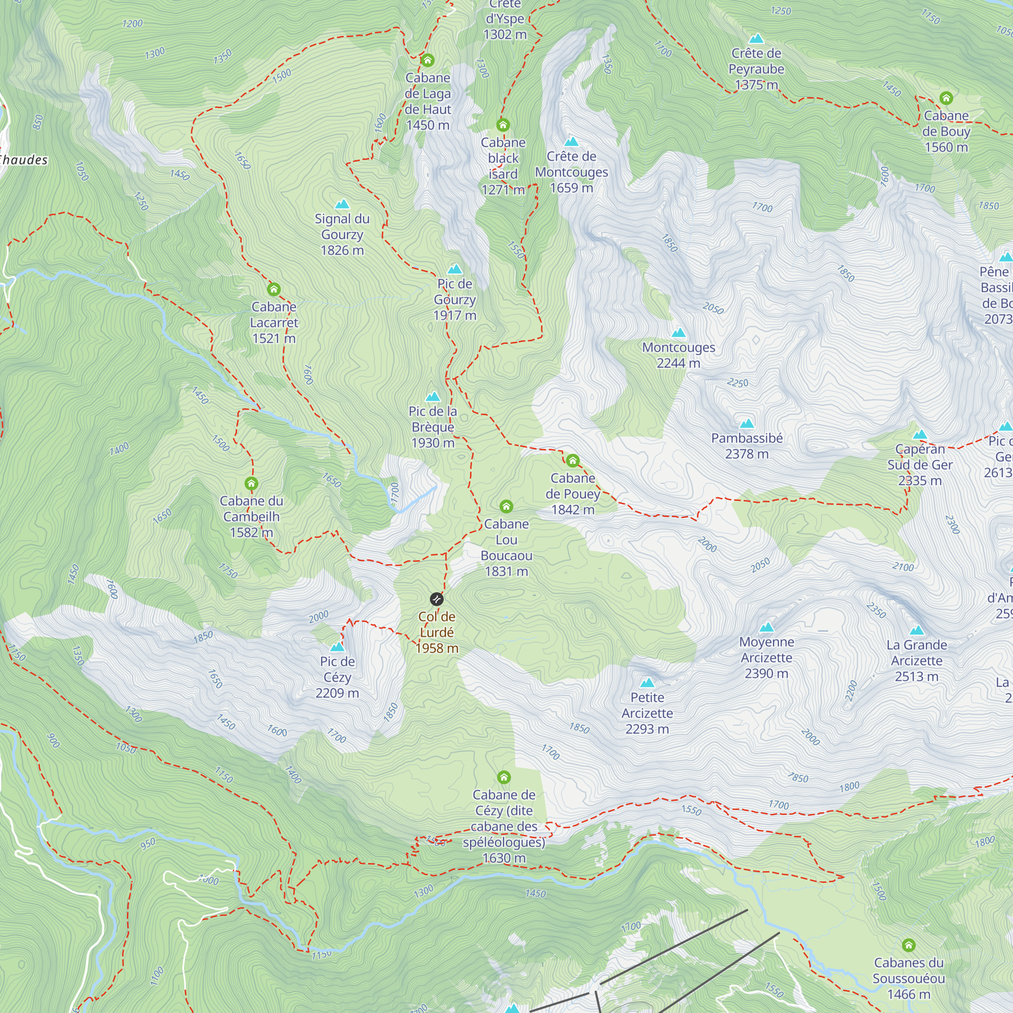Cabane Lou Boucaou map