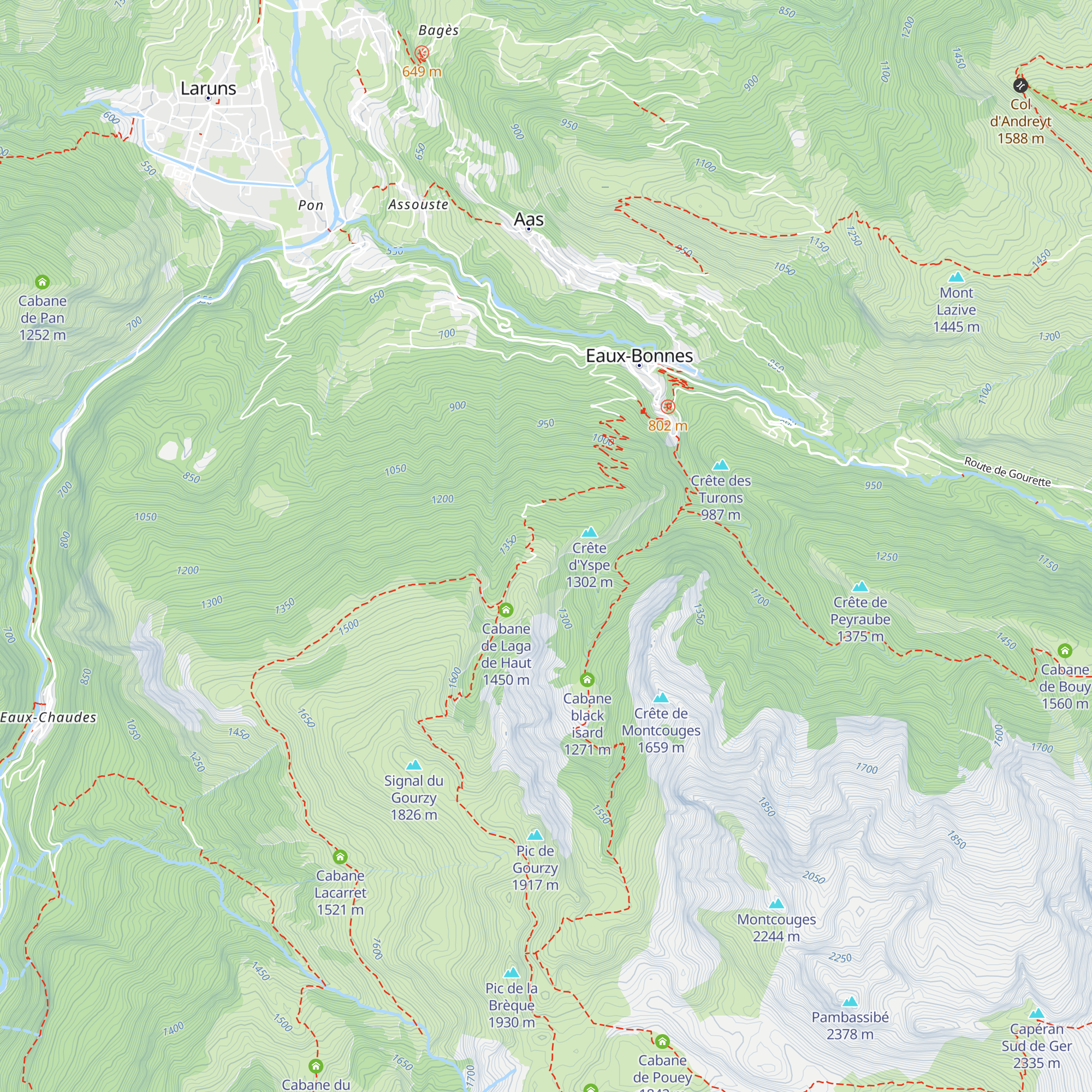 Cabane Laga de Baigt map