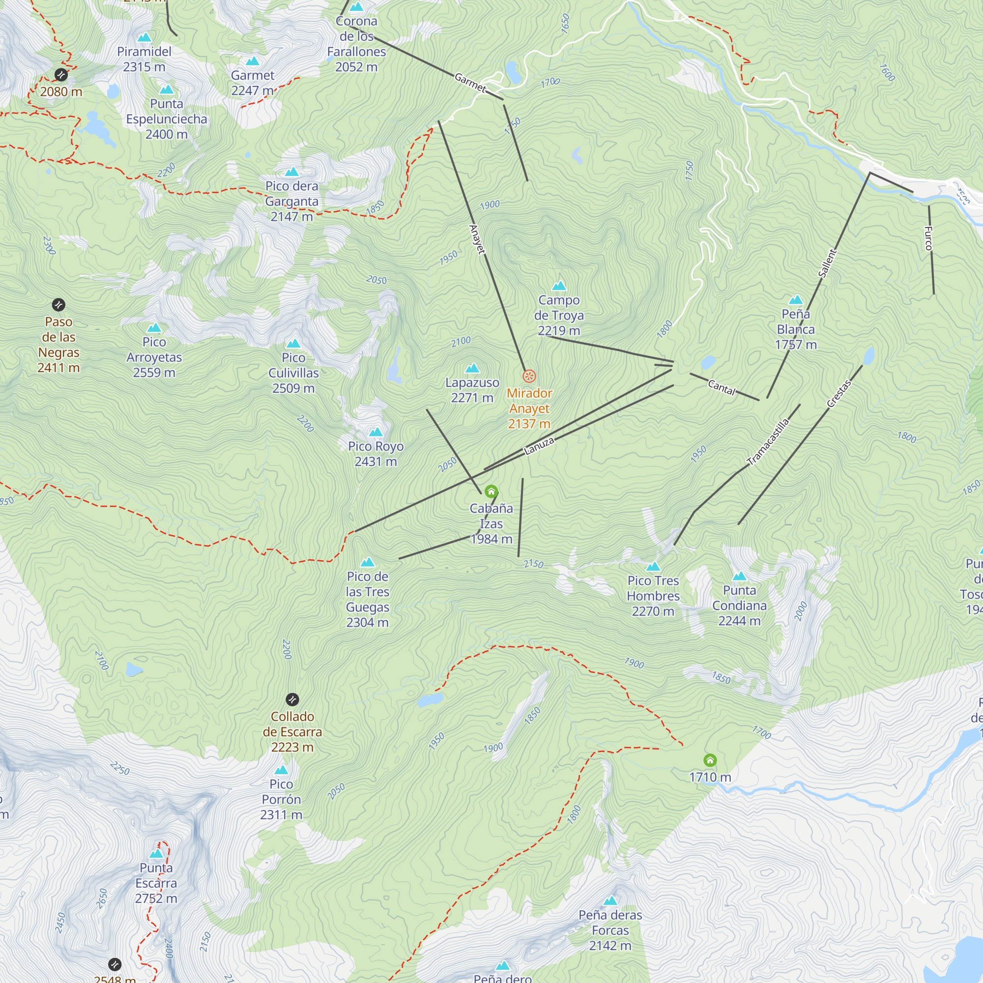 Cabaña Izas map