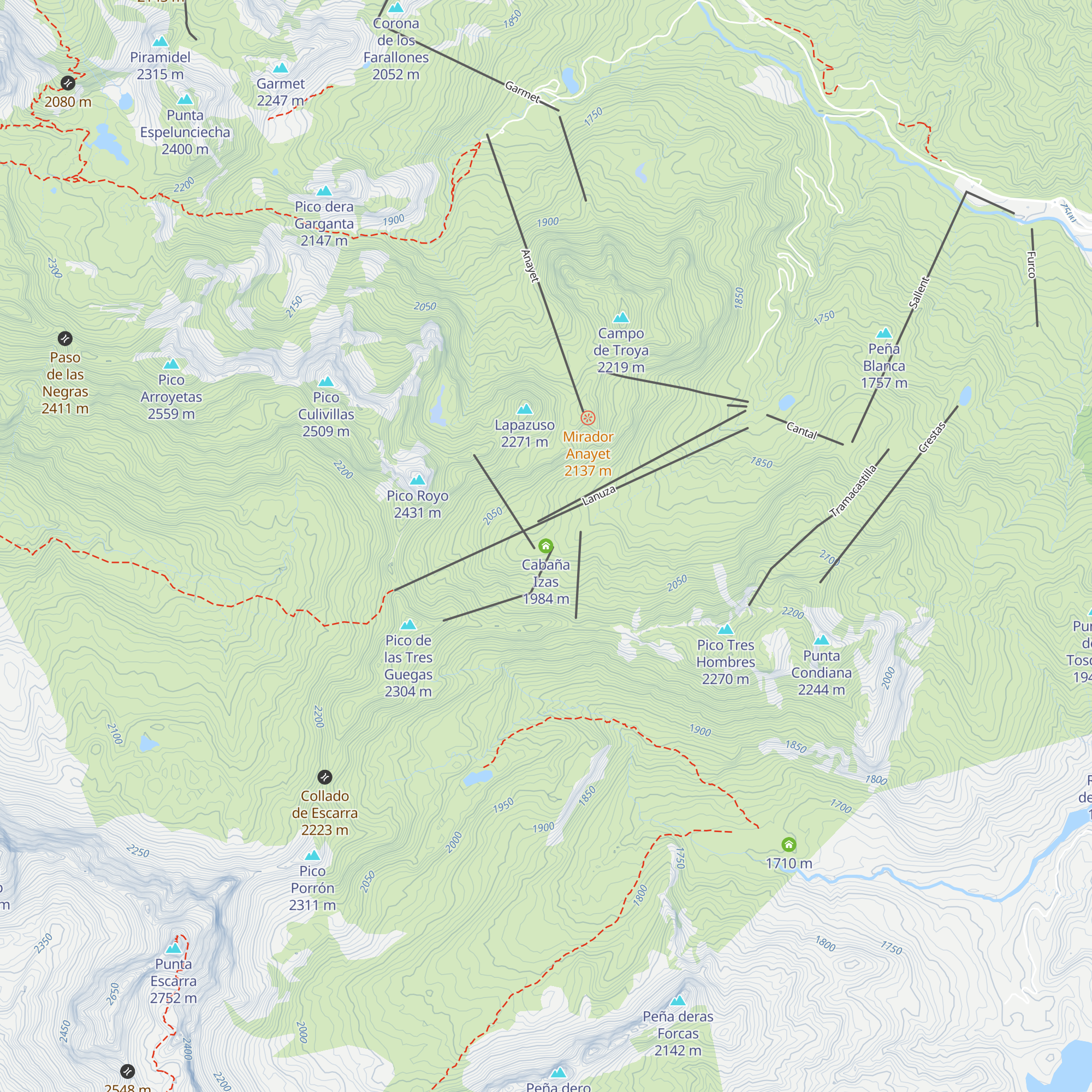Cabaña Izas map