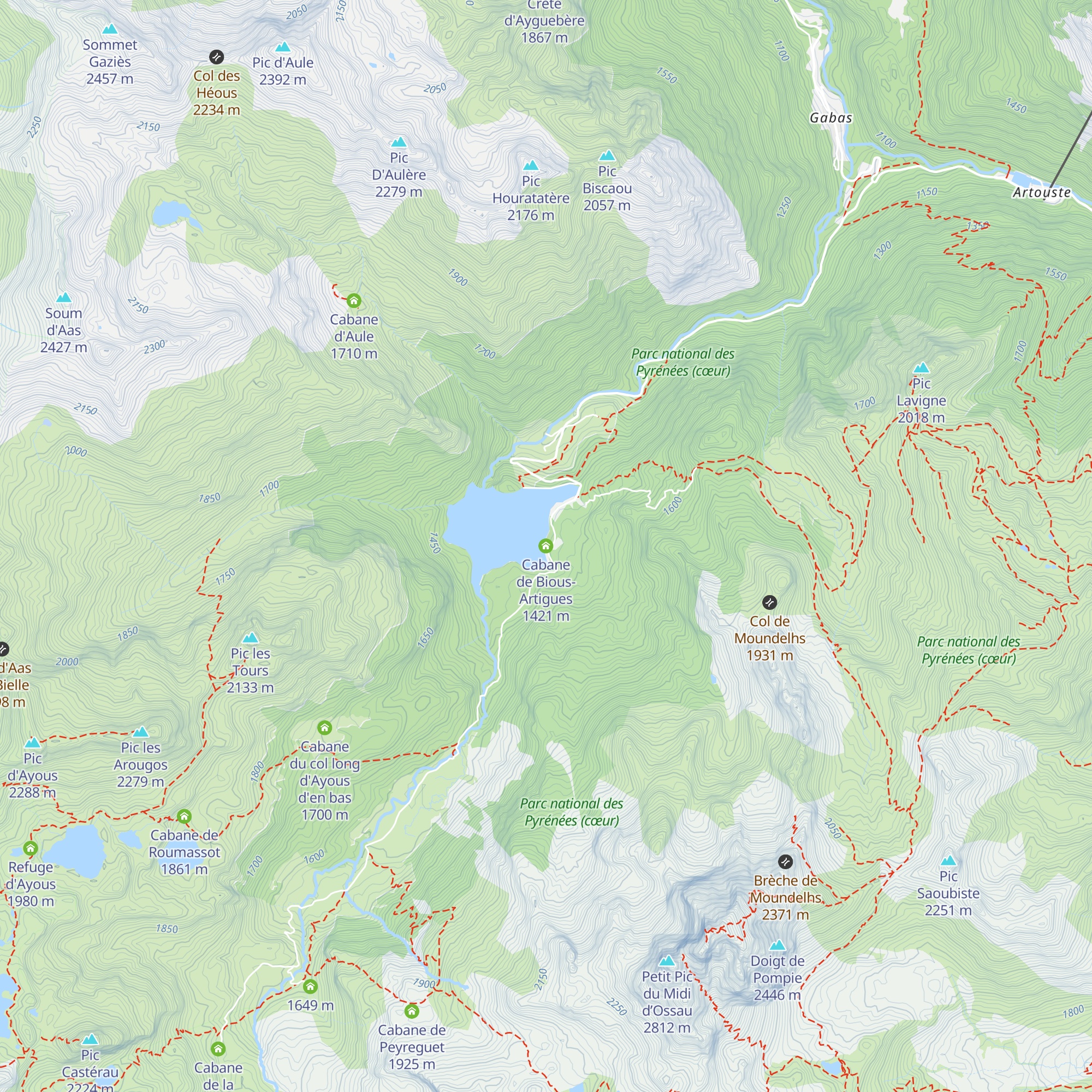 Cabane de Bious-Artigues map