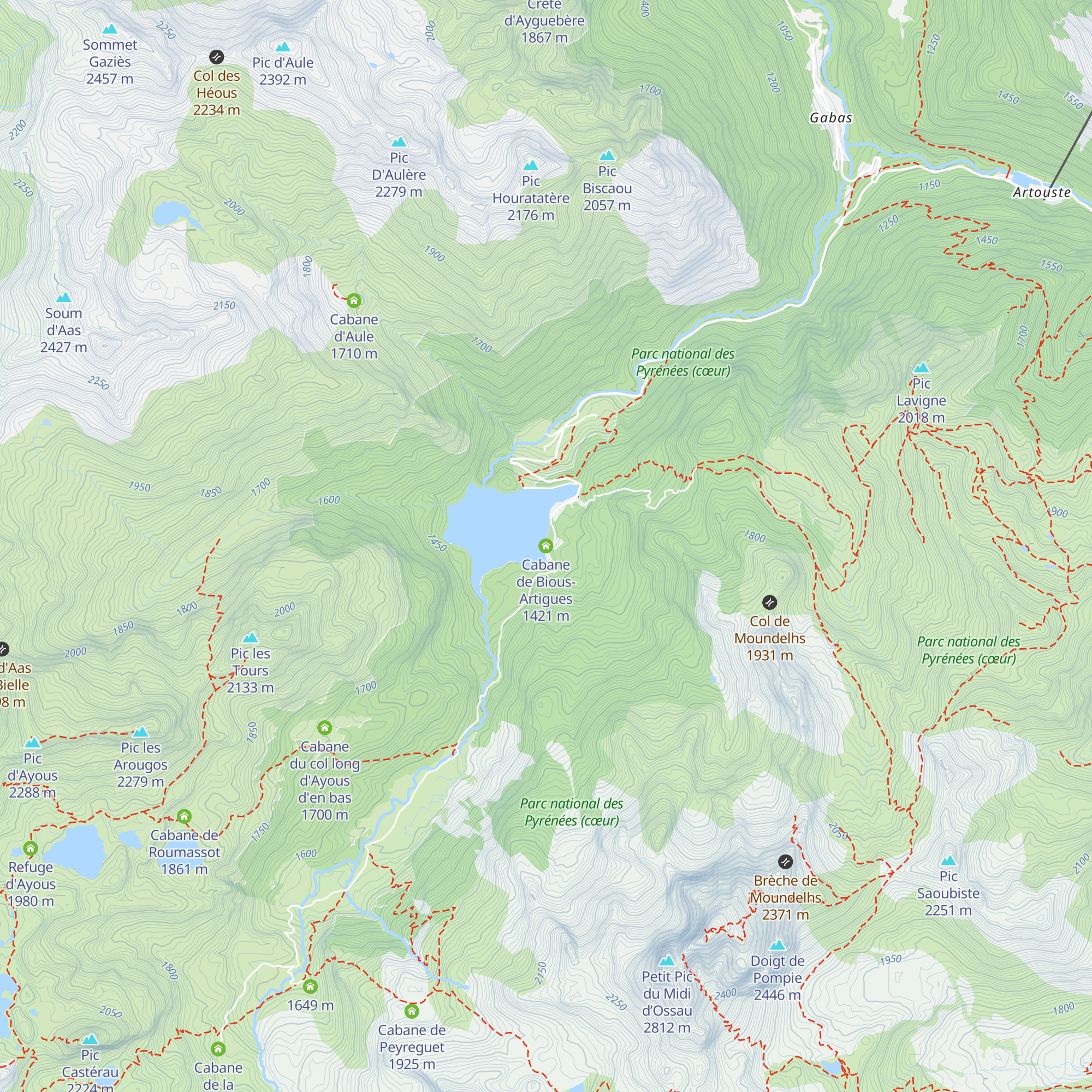 Cabane de Bious-Artigues map