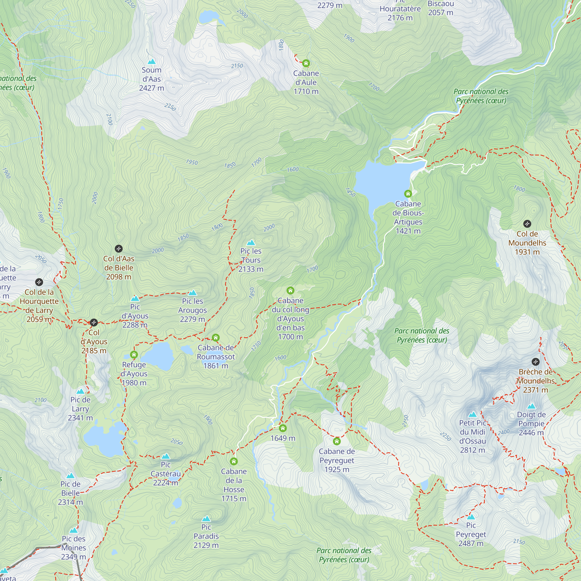 Cabane du col long d'Ayous d'en bas map