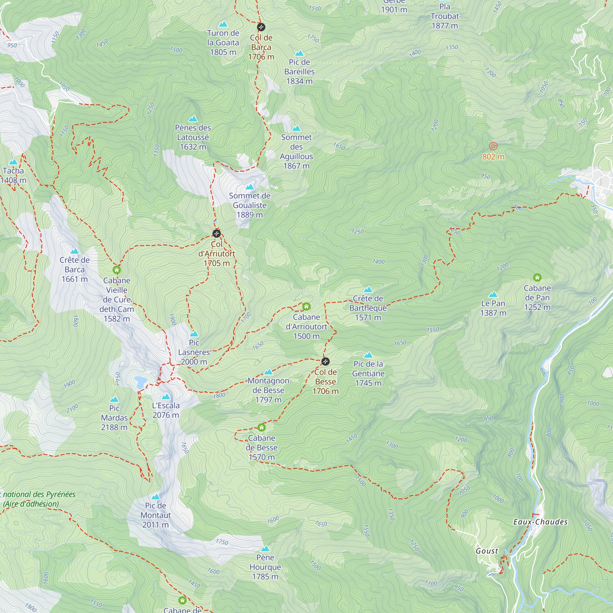 Cabane d'Arrioutort map