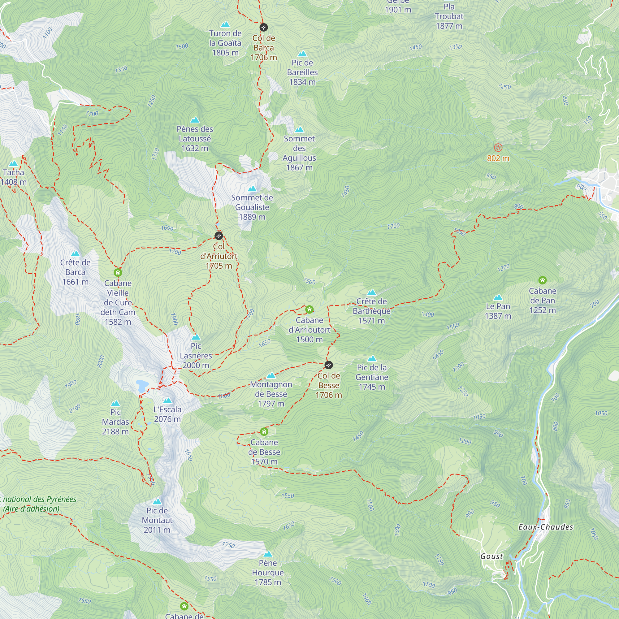 Cabane d'Arrioutort map