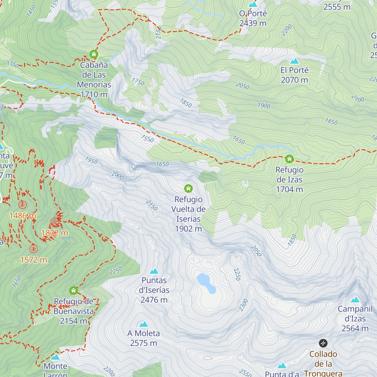 Refugio Vuelta de Iserias map