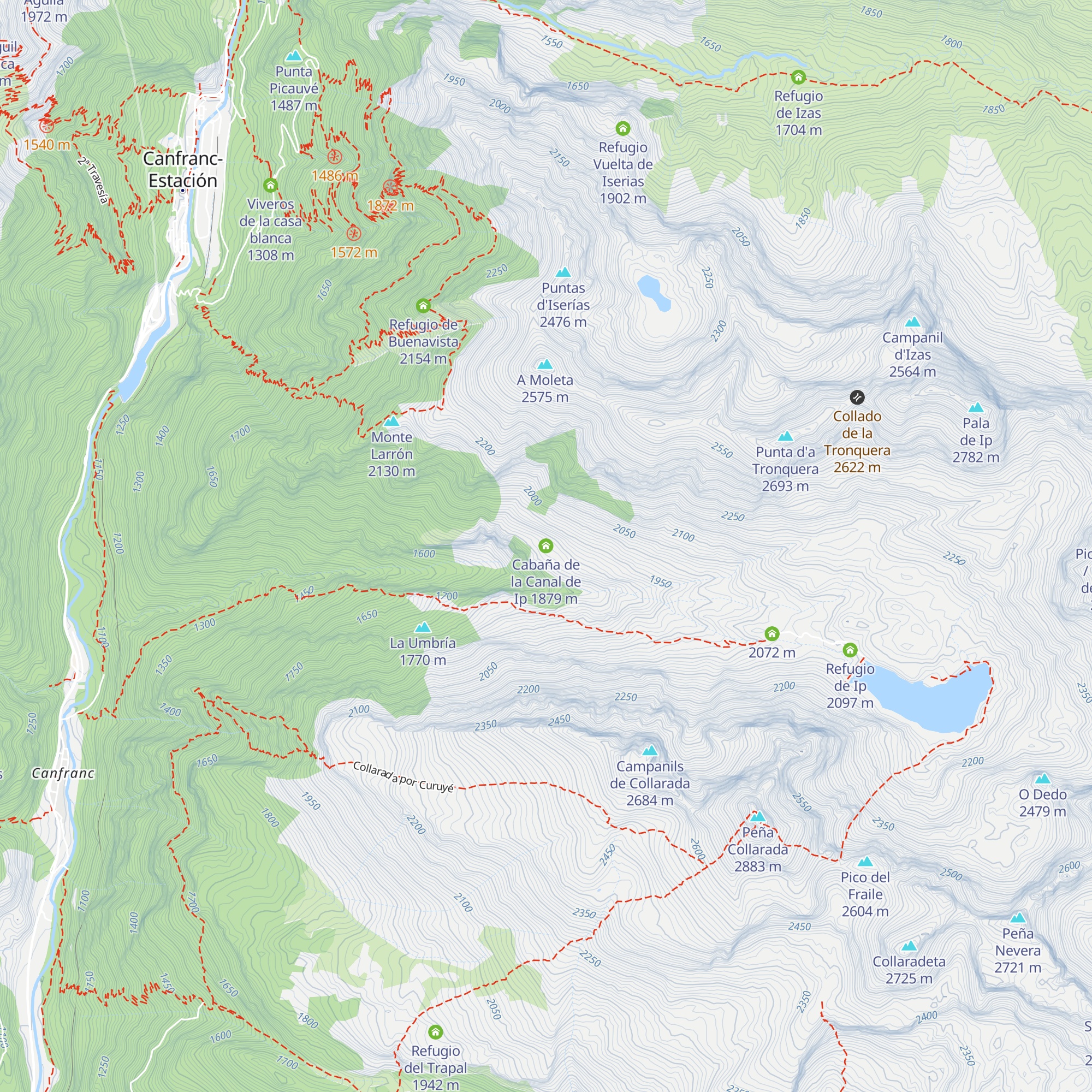 Cabaña de la Canal de Ip map