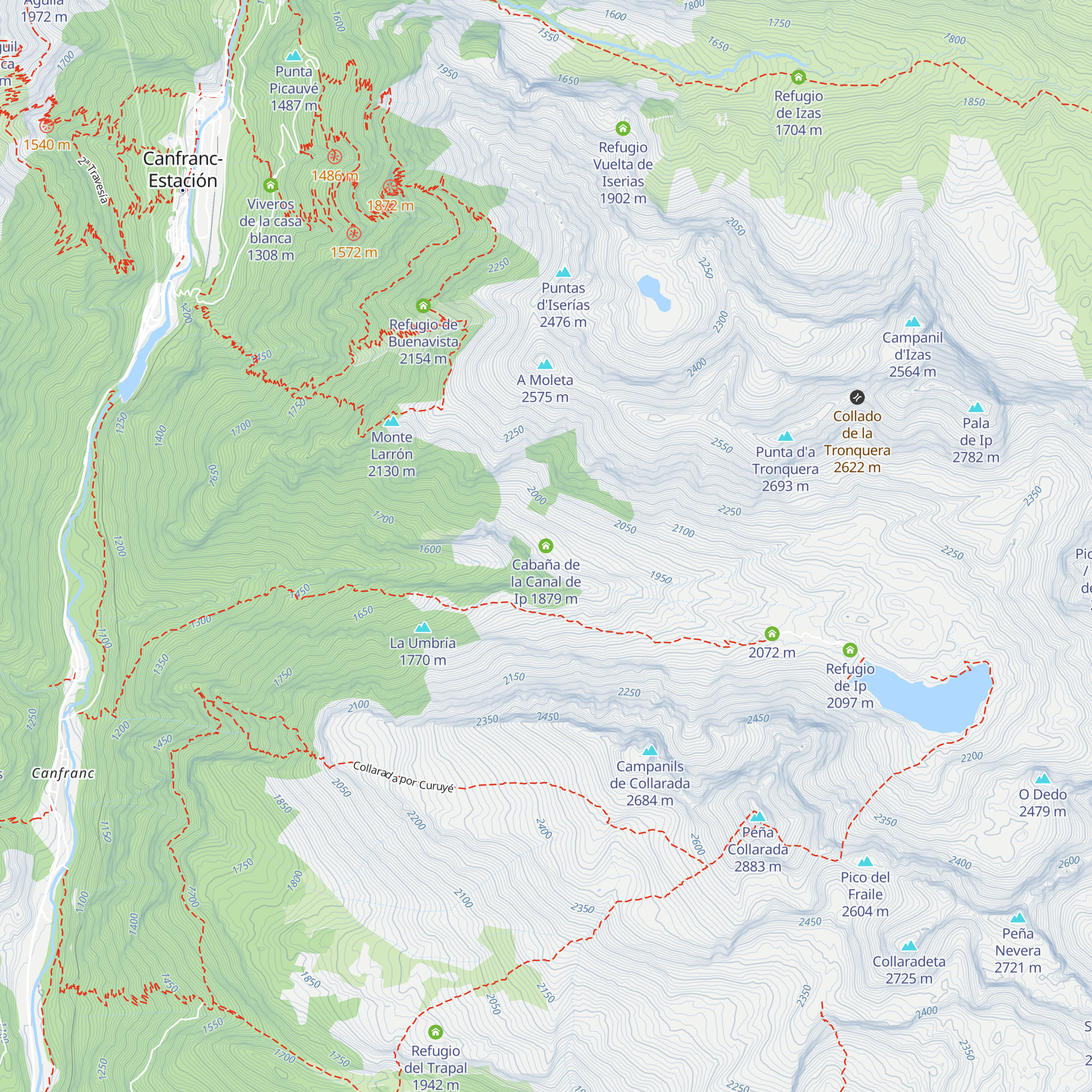 Cabaña de la Canal de Ip map