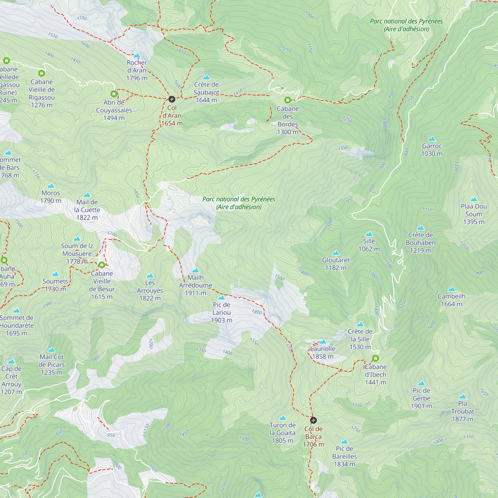 Cabane de l'Ourtiguet map