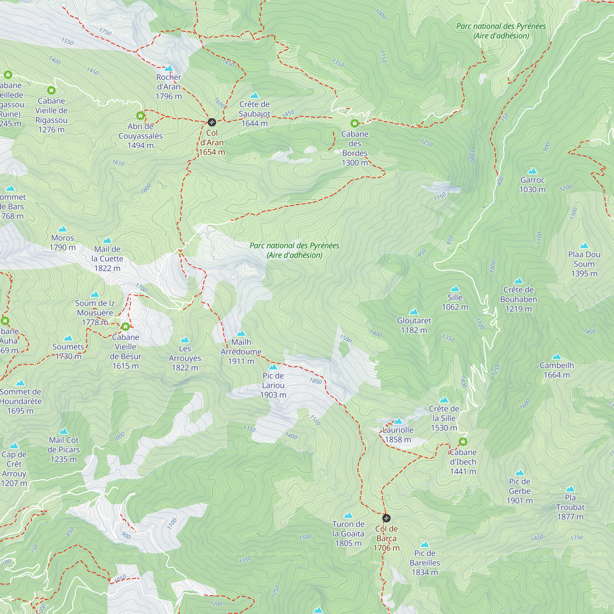 Cabane de l'Ourtiguet map